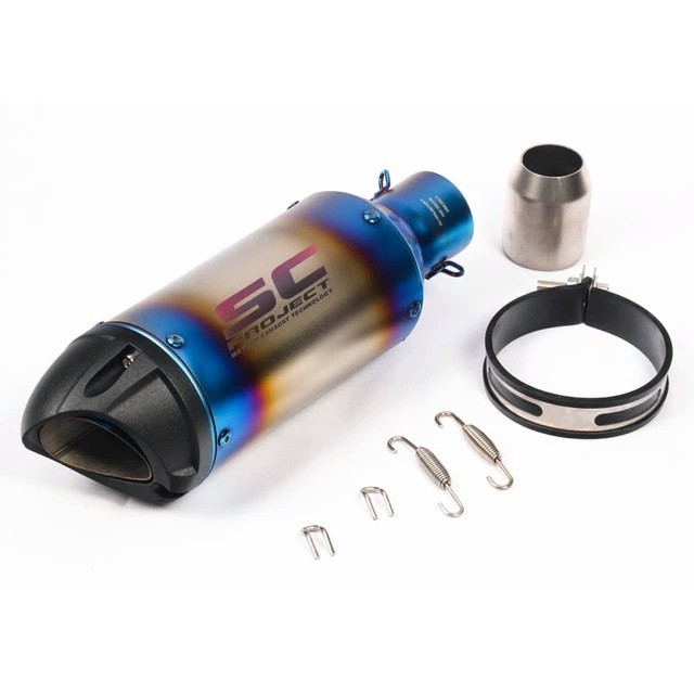 51 MM Inlet Shark Mouth style Fiber Tip Stainless Steel Universal Slip-On Without DB Killer for Loud Exhaust note Mid Size - Multi-Color
