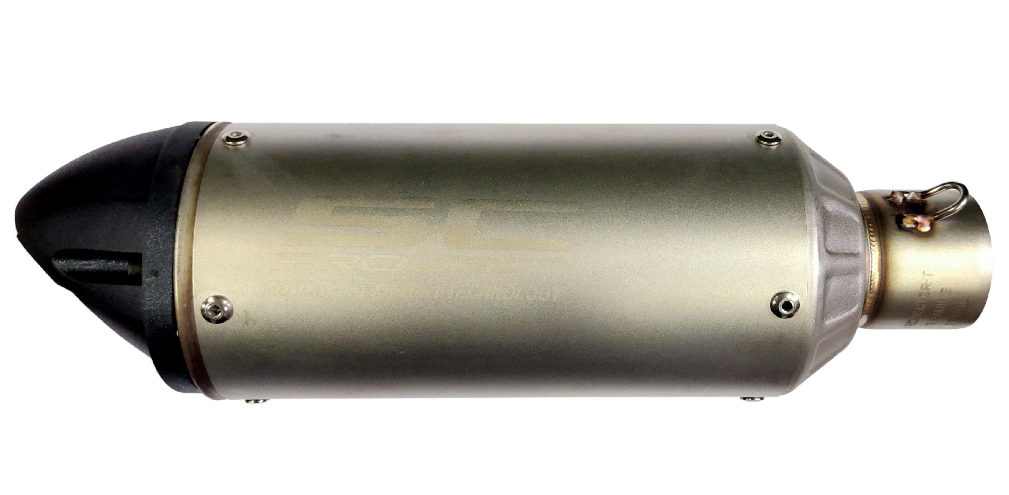 51 MM Inlet Shark Mouth style Fiber Tip Stainless Steel Universal Slip-On Without DB Killer for Loud Exhaust note Mid Size - Silver