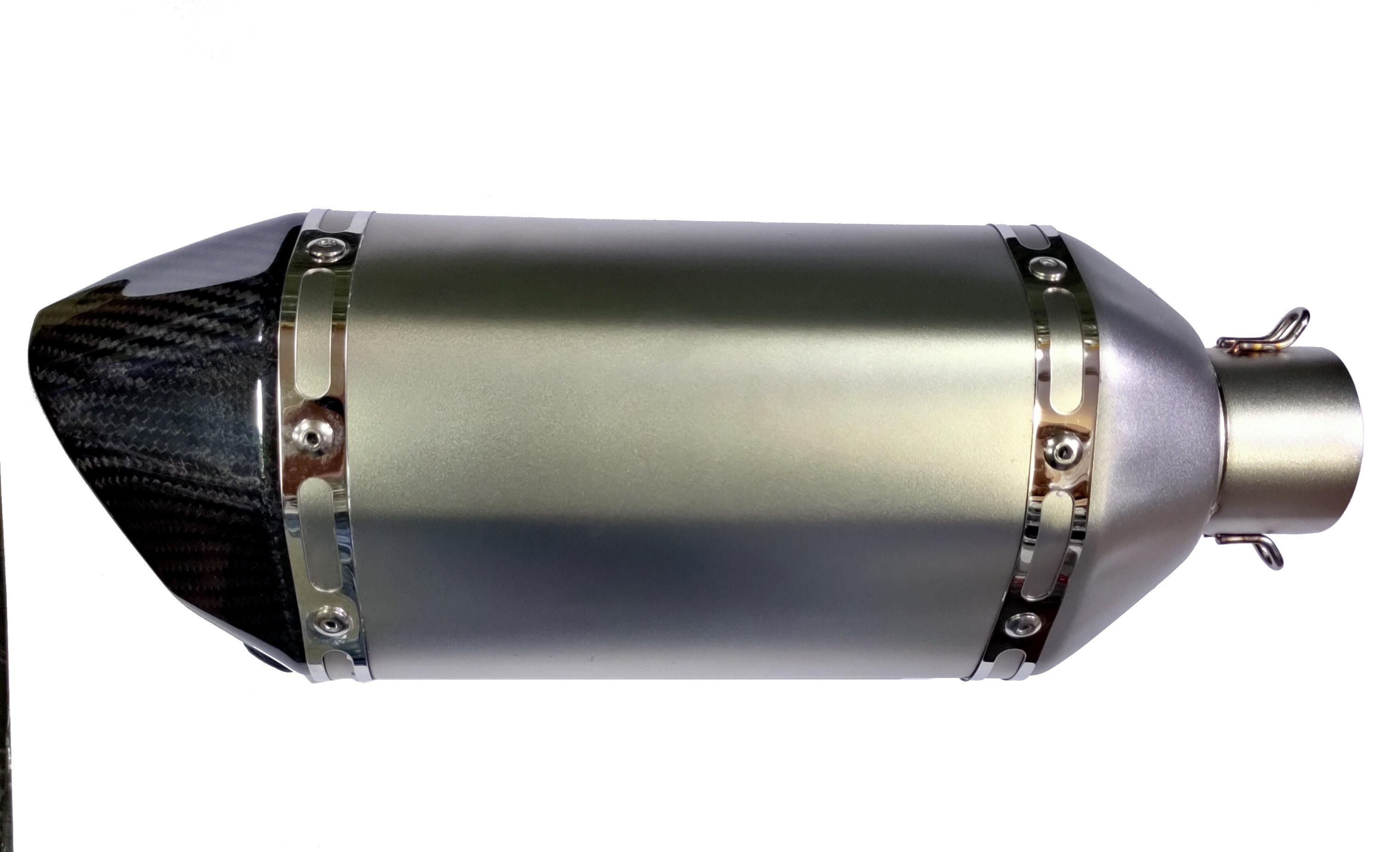 51 MM Inlet Stainless Steel Universal Slip-On with Carbon Fibre Tip and DB Killer for 200 CC and above bikes Short Size