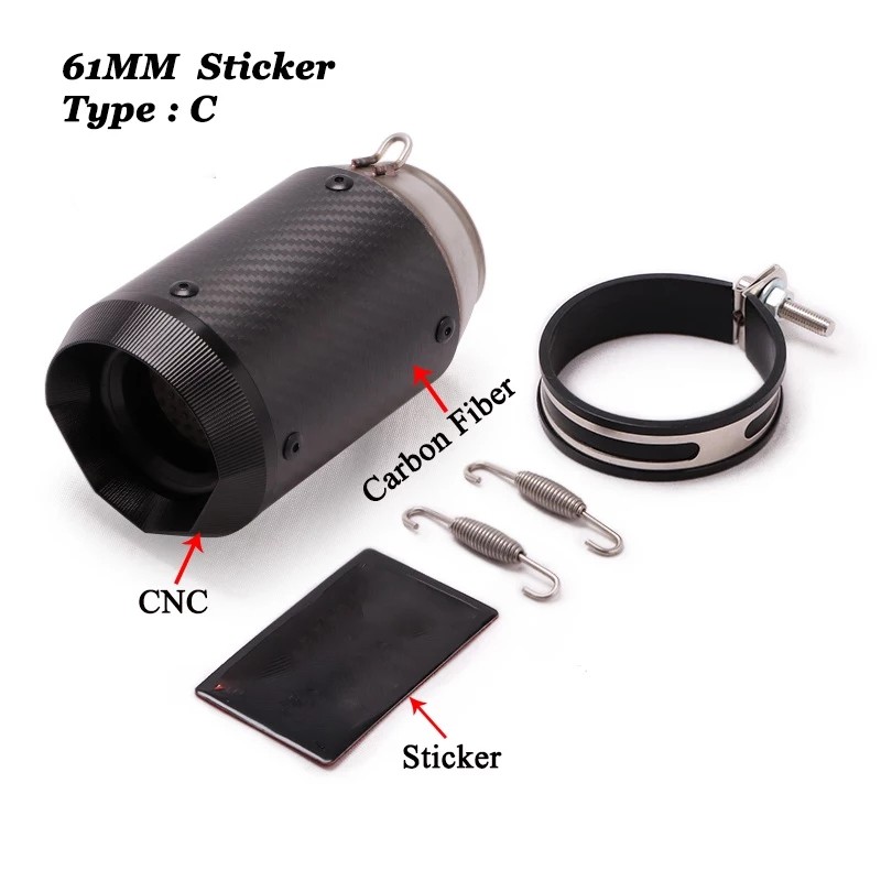 AR Style Round Canister 51 MM Inlet Stainless Steel Universal Slip-On without DB Killer for loud Exhaust Note Short Size - Carbon Fibre