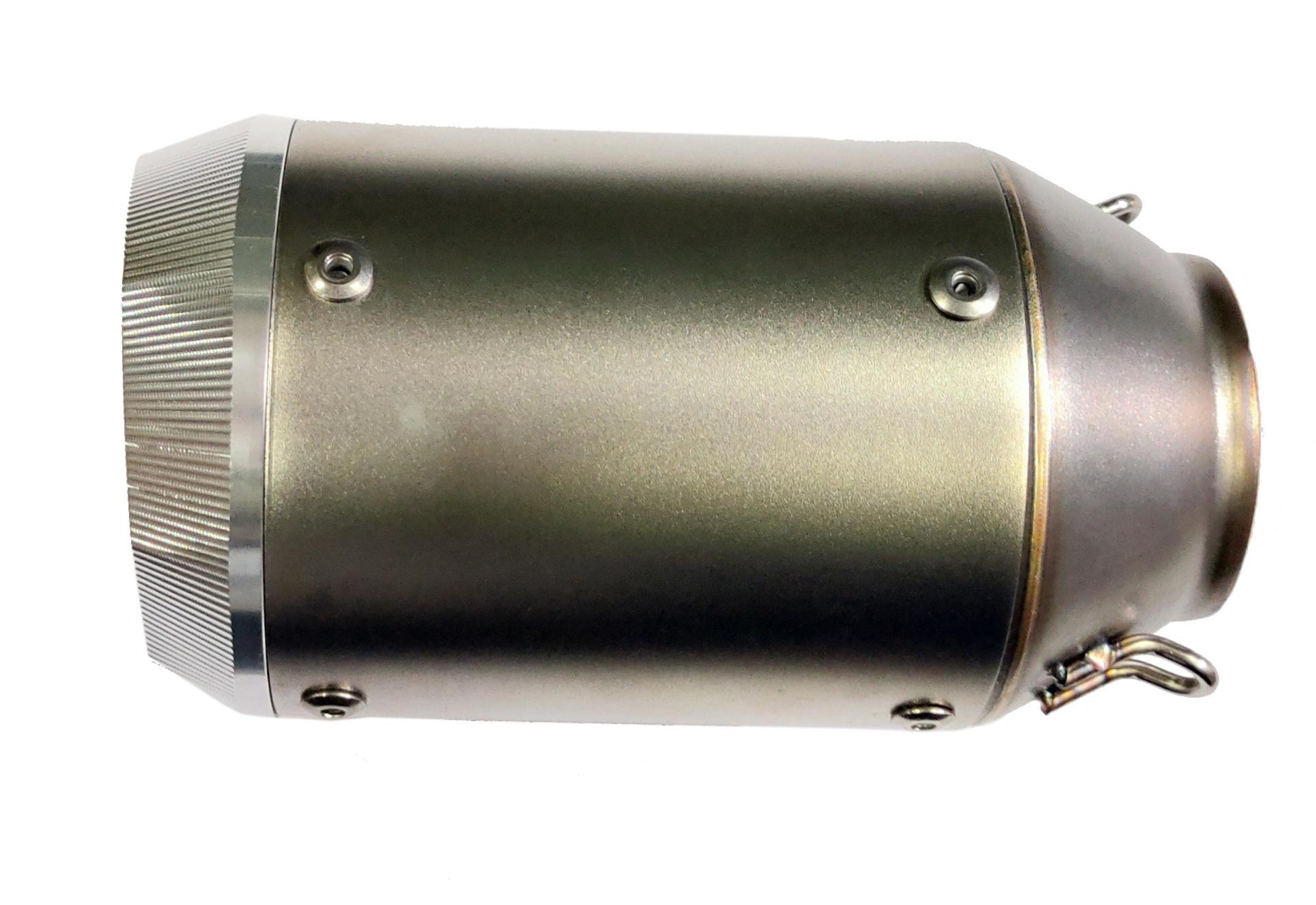 AR Style Round Canister 51 MM Inlet Stainless Steel Universal Slip-On without DB Killer for loud Exhaust Note Short Size - Silver