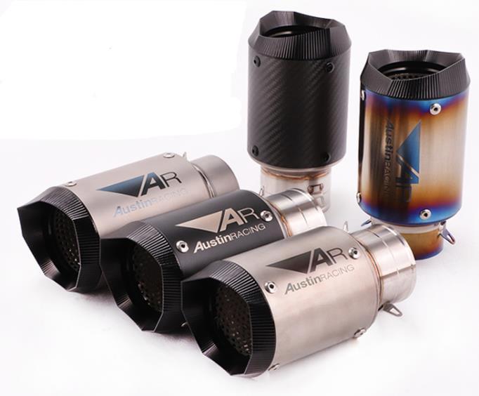 AR Style Round Canister 51 MM Inlet Stainless Steel Universal Slip-On without DB Killer for loud Exhaust Note Short Size
