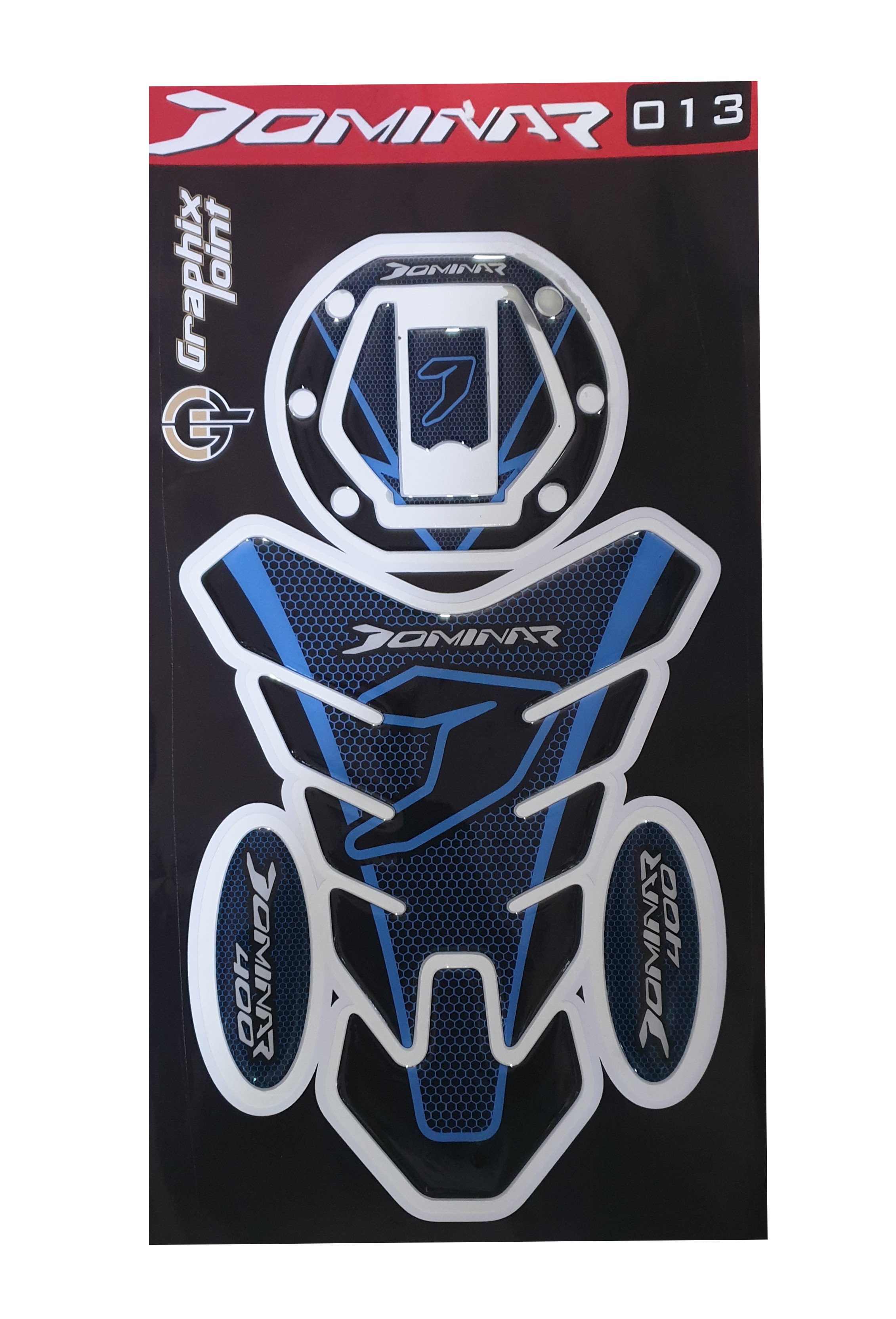 Bajaj Dominar 400 Compatible Tank Pad combo Arrow Style Blue-Black