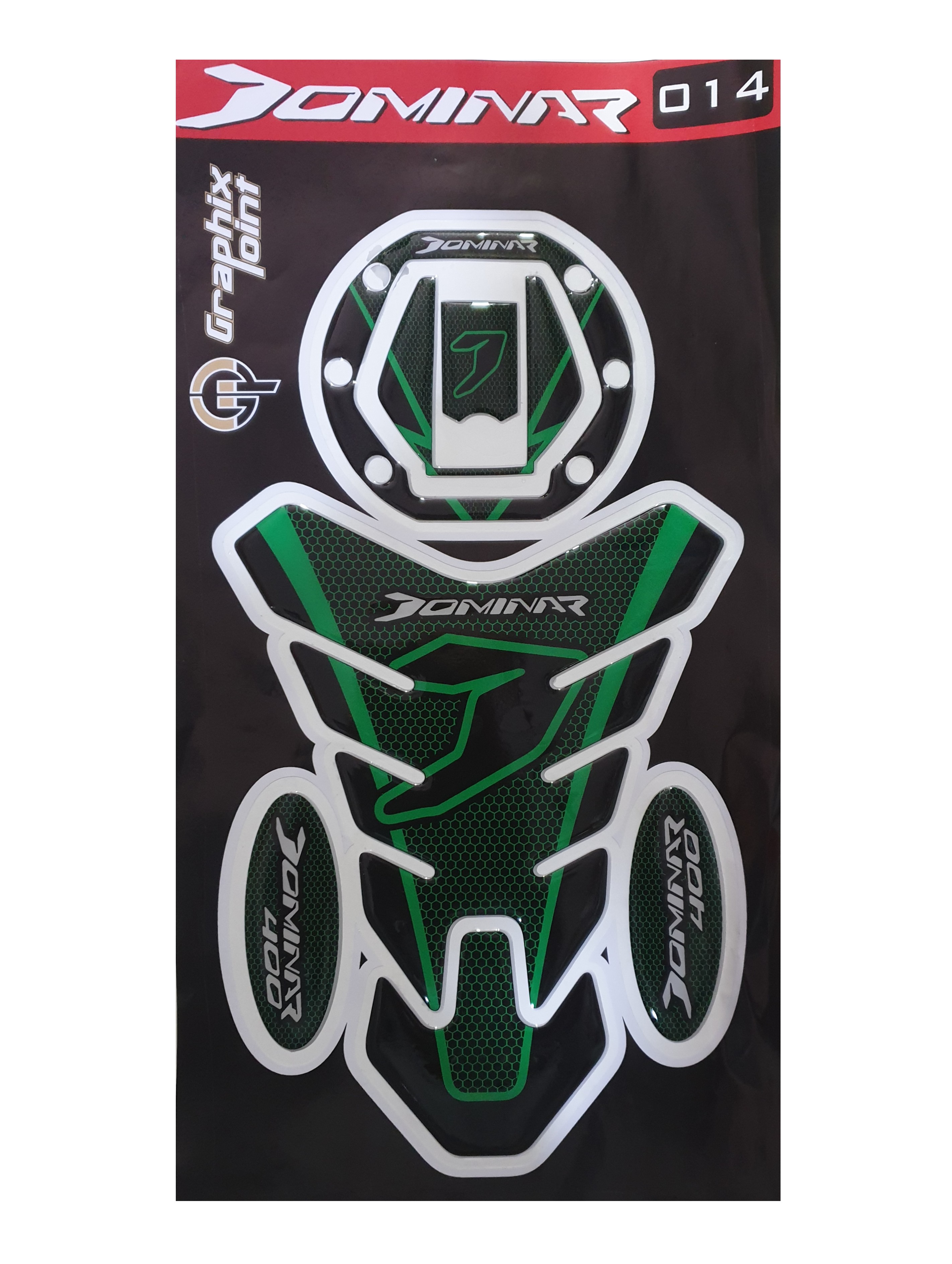 Bajaj Dominar 400 Compatible Tank Pad combo Arrow Style Green-Black