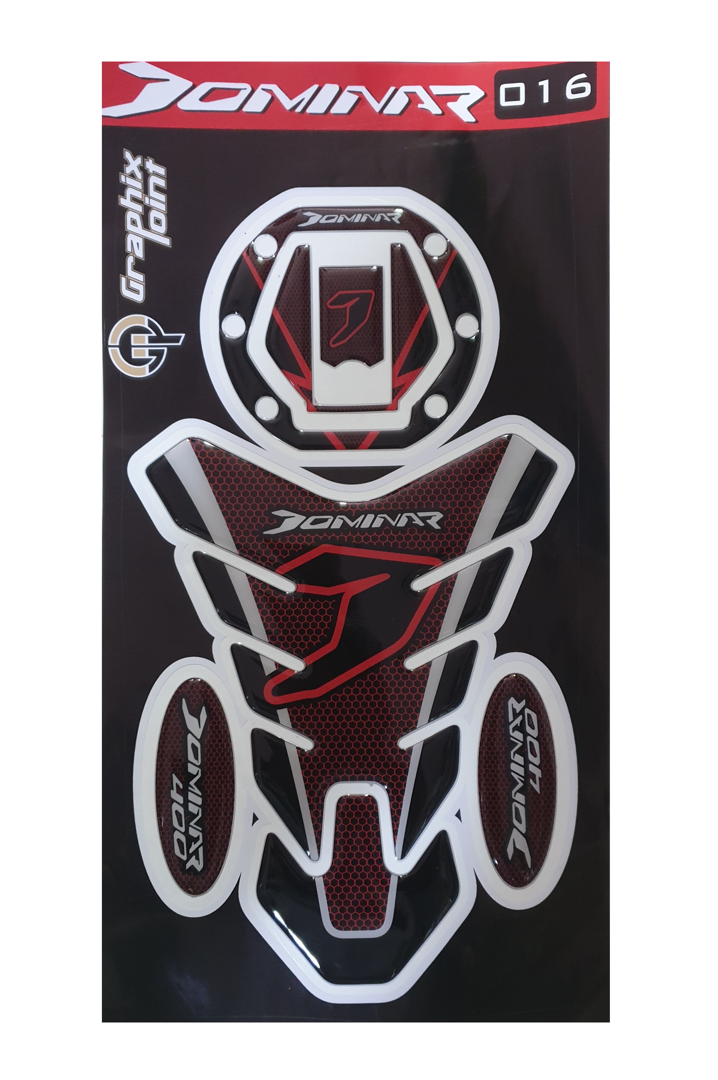 Bajaj Dominar 400 Compatible Tank Pad combo Arrow Style Red-Black