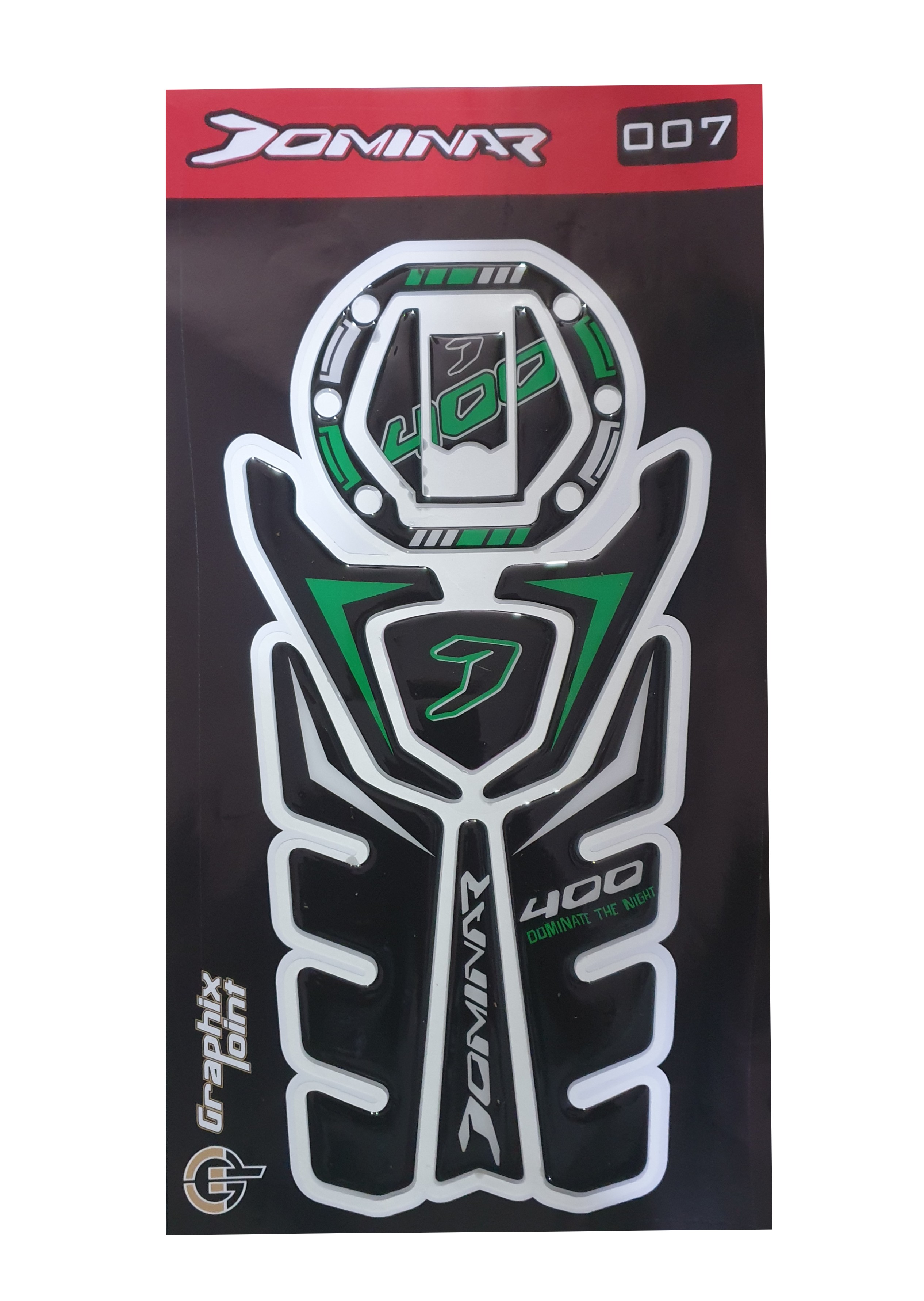 Bajaj Dominar 400 Compatible Tank Pad combo Green-Black