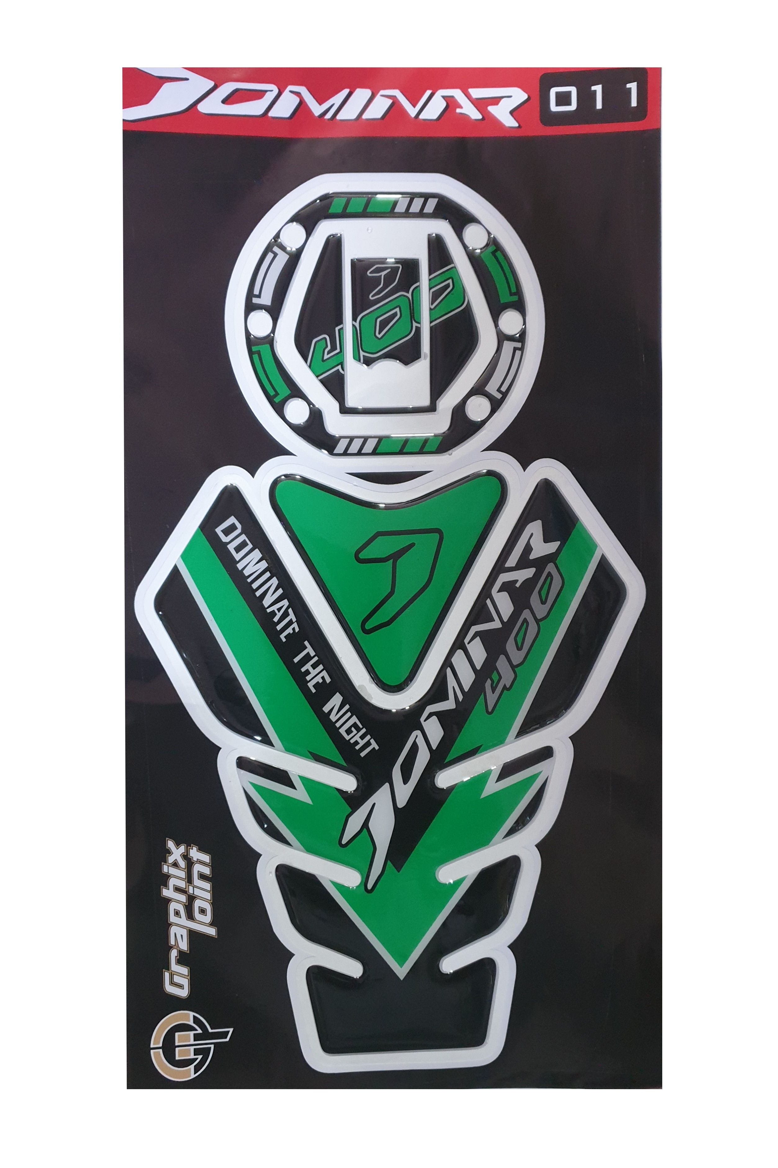 Bajaj Dominar 400 Compatible Tank Pad combo V Style Green-Black