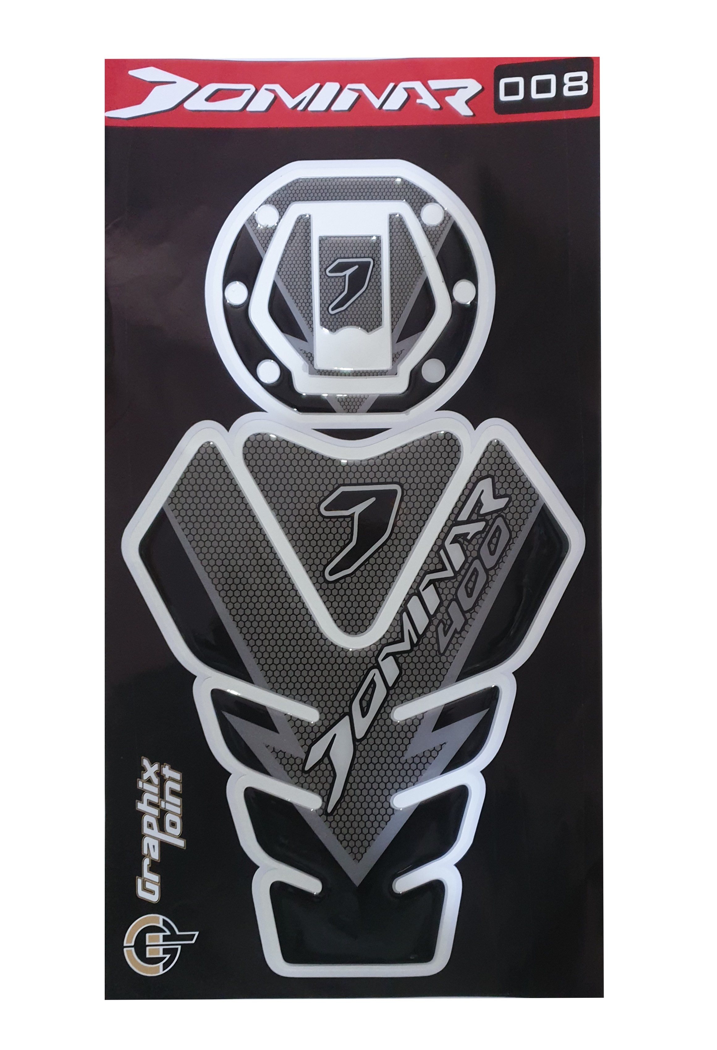 Bajaj Dominar 400 Compatible Tank Pad combo V Style Honeycomb Theme Grey