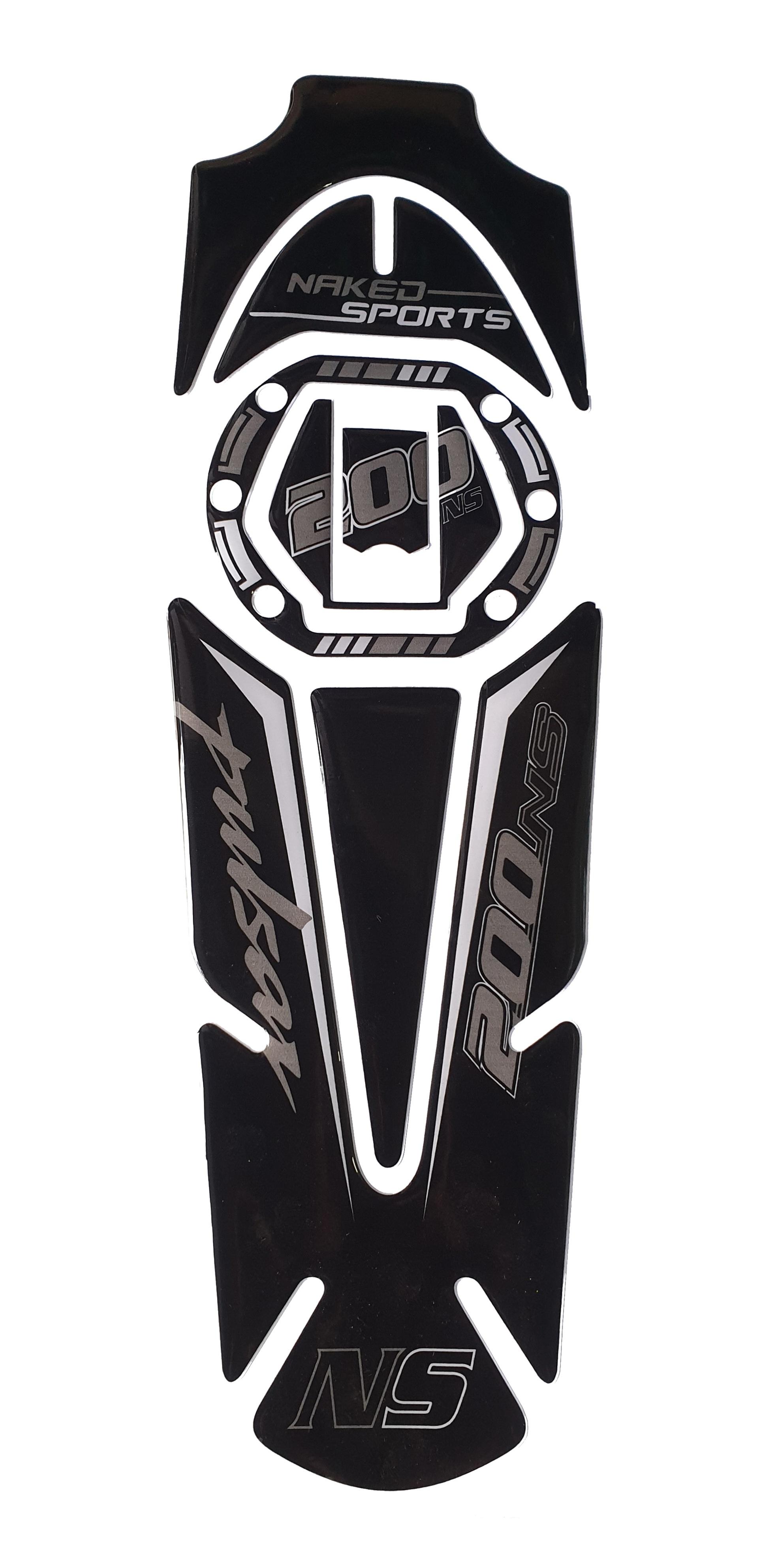 Bajaj Pulsar NS200 Compatible Tank Pad Combo Naked Sports Grey-Black