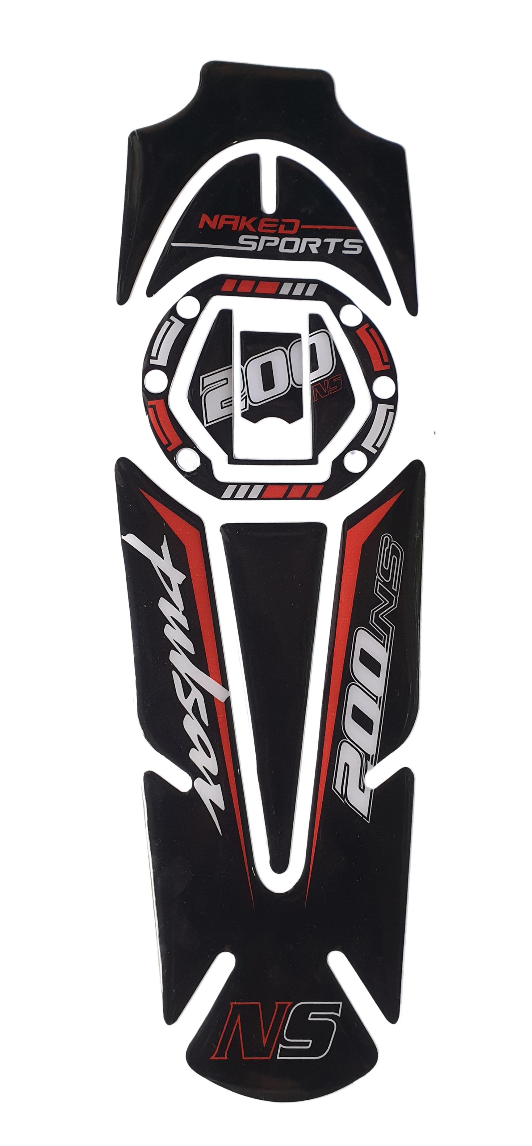 Bajaj Pulsar NS200 Compatible Tank Pad Combo Naked Sports Red-Black