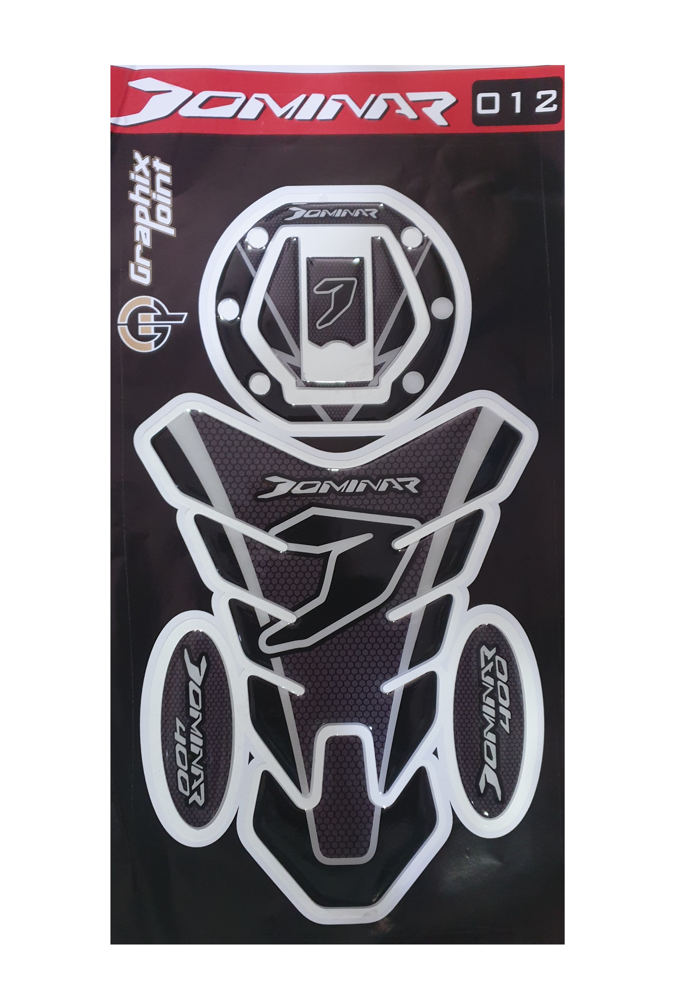 Bajaj Dominar 400 Compatible Tank Pad combo Arrow Style Honeycomb Theme Grey