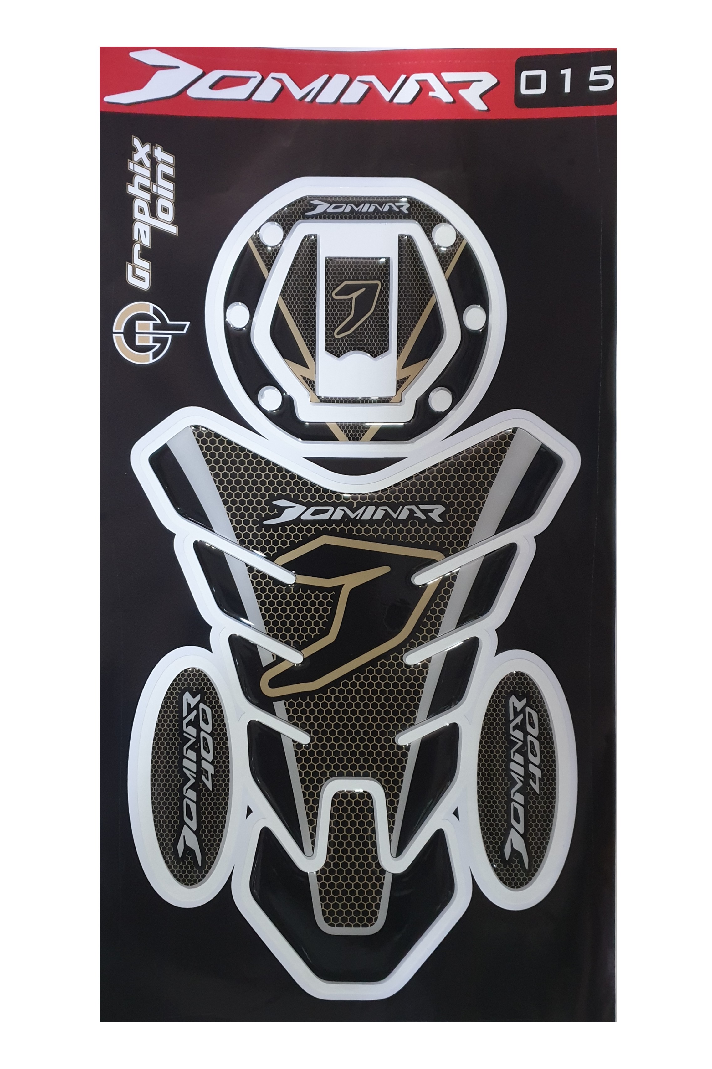 Bajaj Dominar 400 Compatible Tank Pad combo Arrow Style Honeycomb Theme