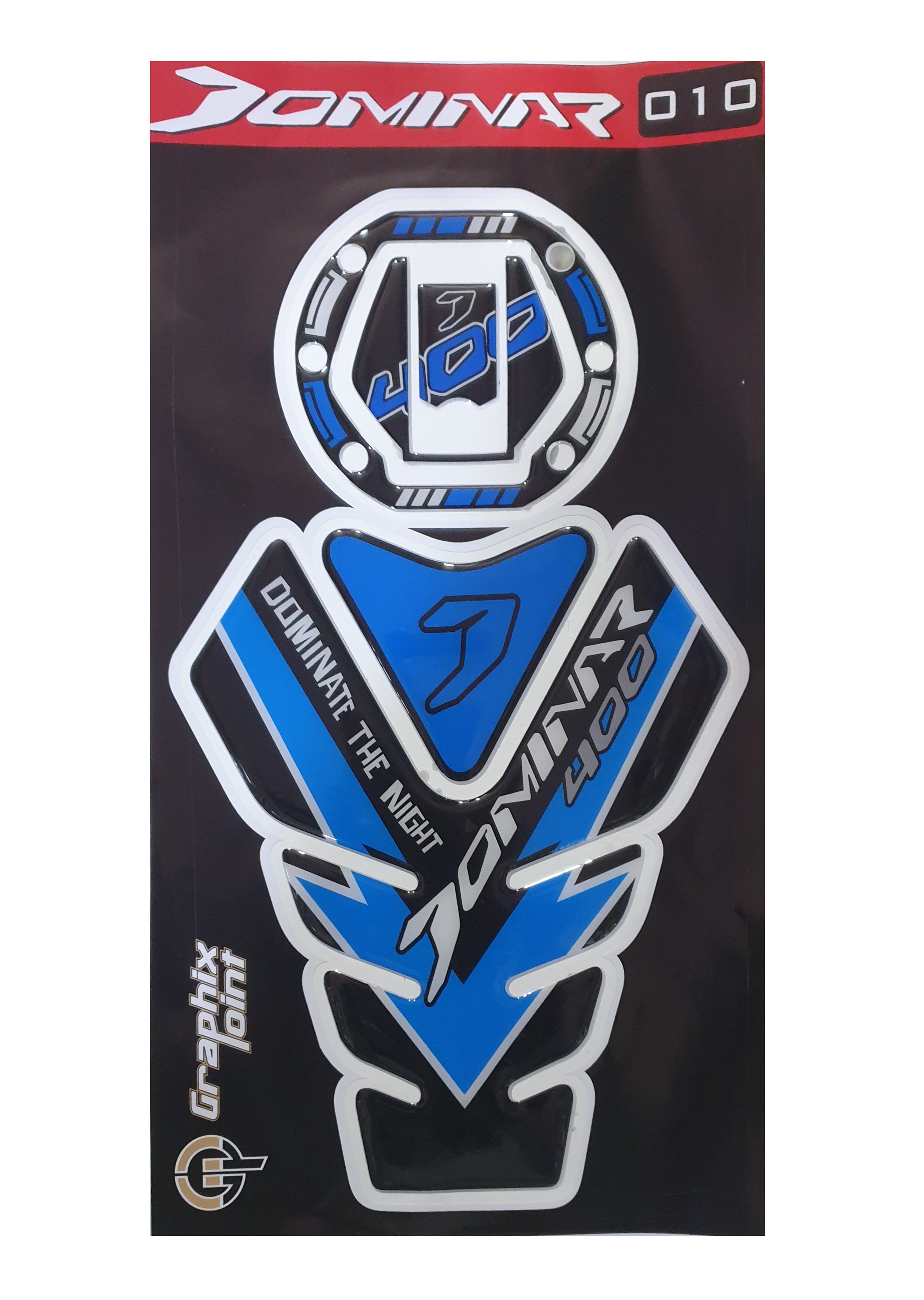Bajaj Dominar 400 Compatible Tank Pad combo V Style Blue-Black