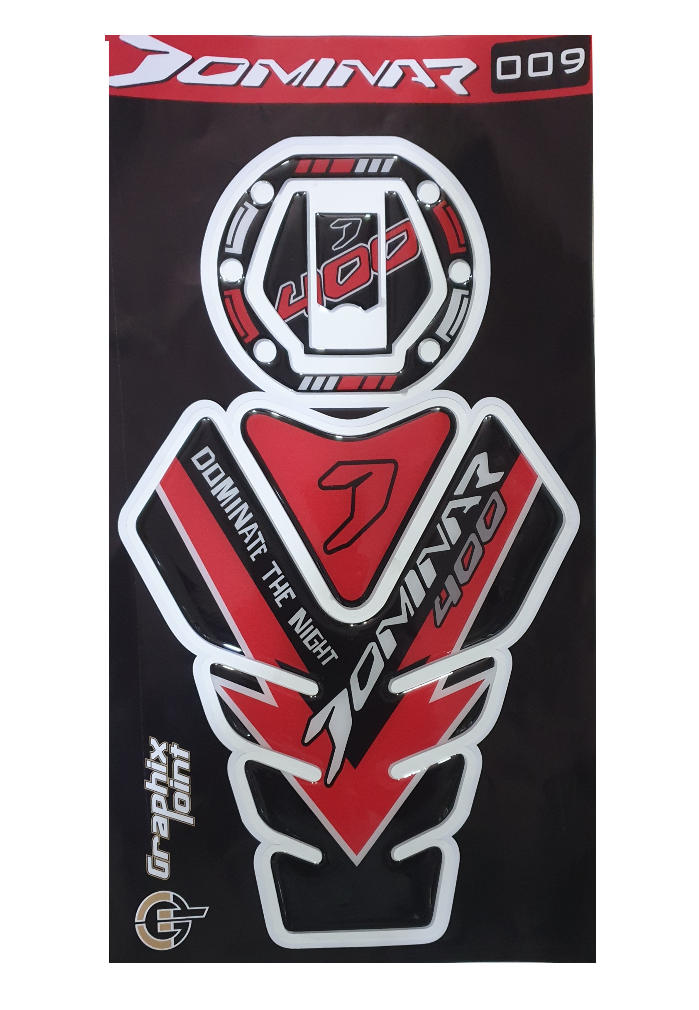 Bajaj Dominar 400 Compatible Tank Pad combo V Style Red-Black