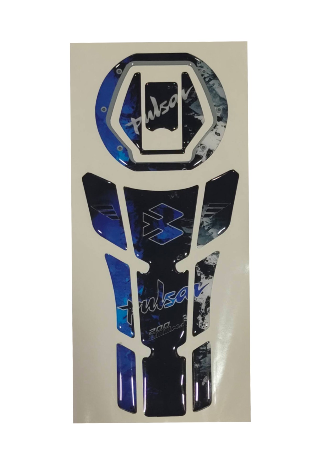 Bajaj Pulsar NS200 Waterproof & Scratchproof 3D like Tank Pad & Tank Cap Combo Pot Style Design Multicolour Theme