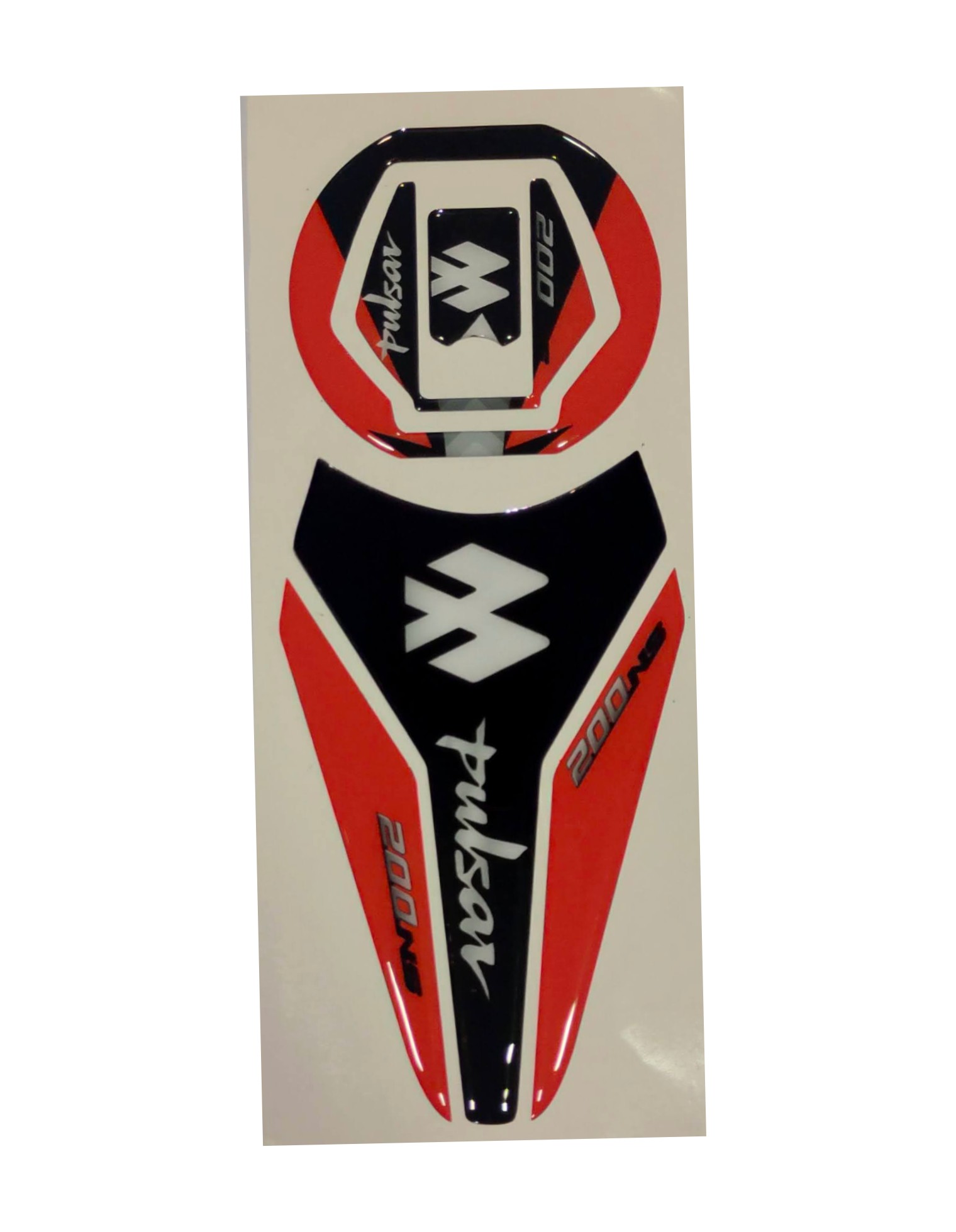 Bajaj Pulsar NS200 Waterproof & Scratchproof 3D like Tank Pad & Tank Cap Combo Y Style Design Red-Black
