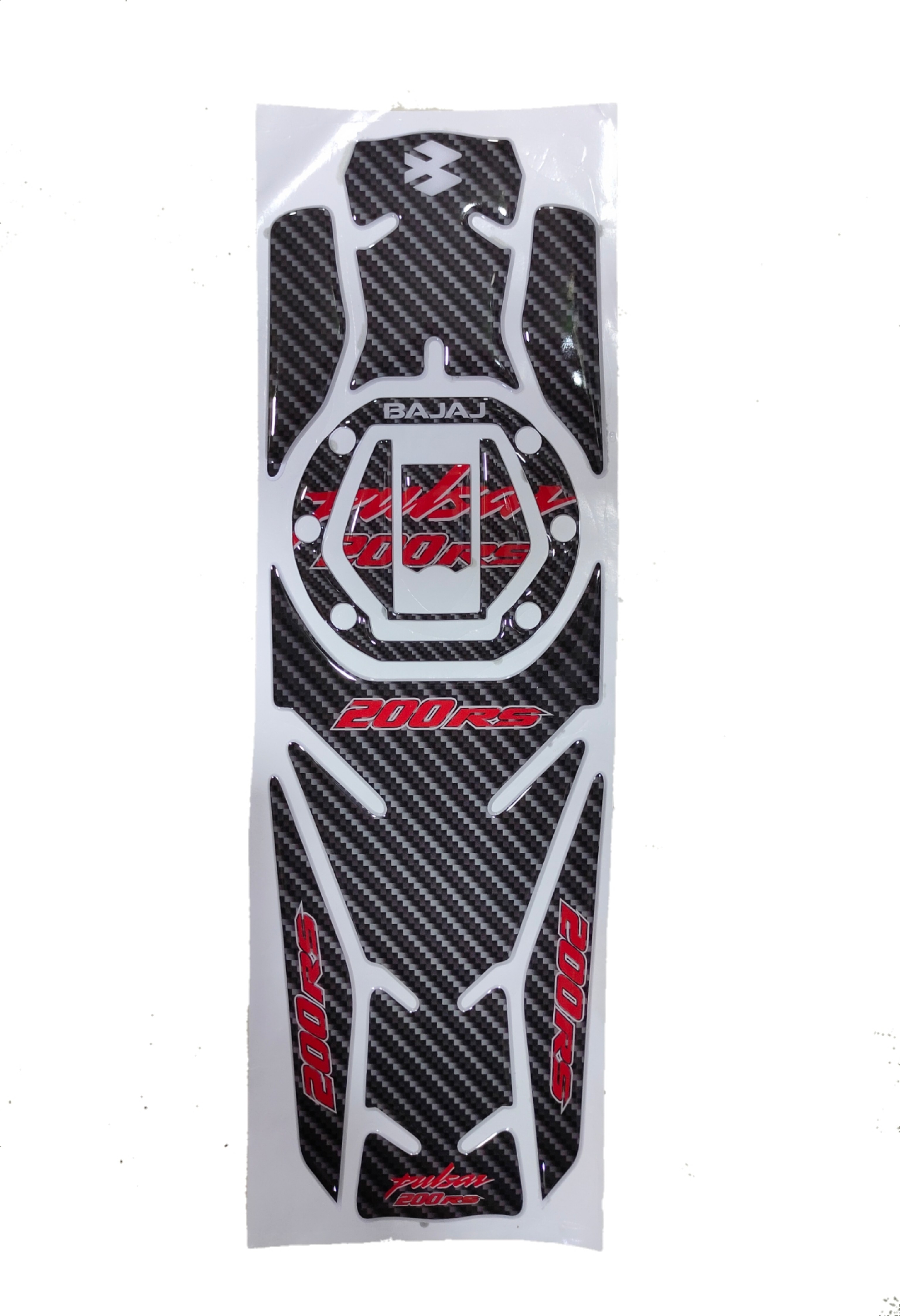 Bajaj Pulsar RS200 Compatible Tank Pad Combo Carbon Fibre Red