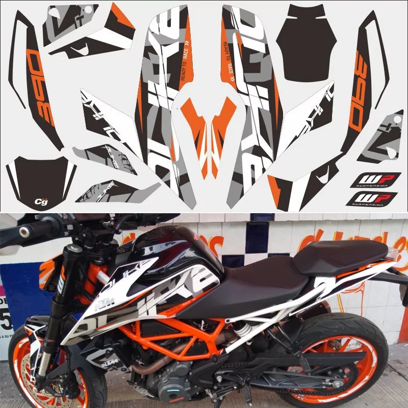 KTM Duke 390 2017 onwards Aftermarket 3M Aftermaket Stickers Set Grey-Orange