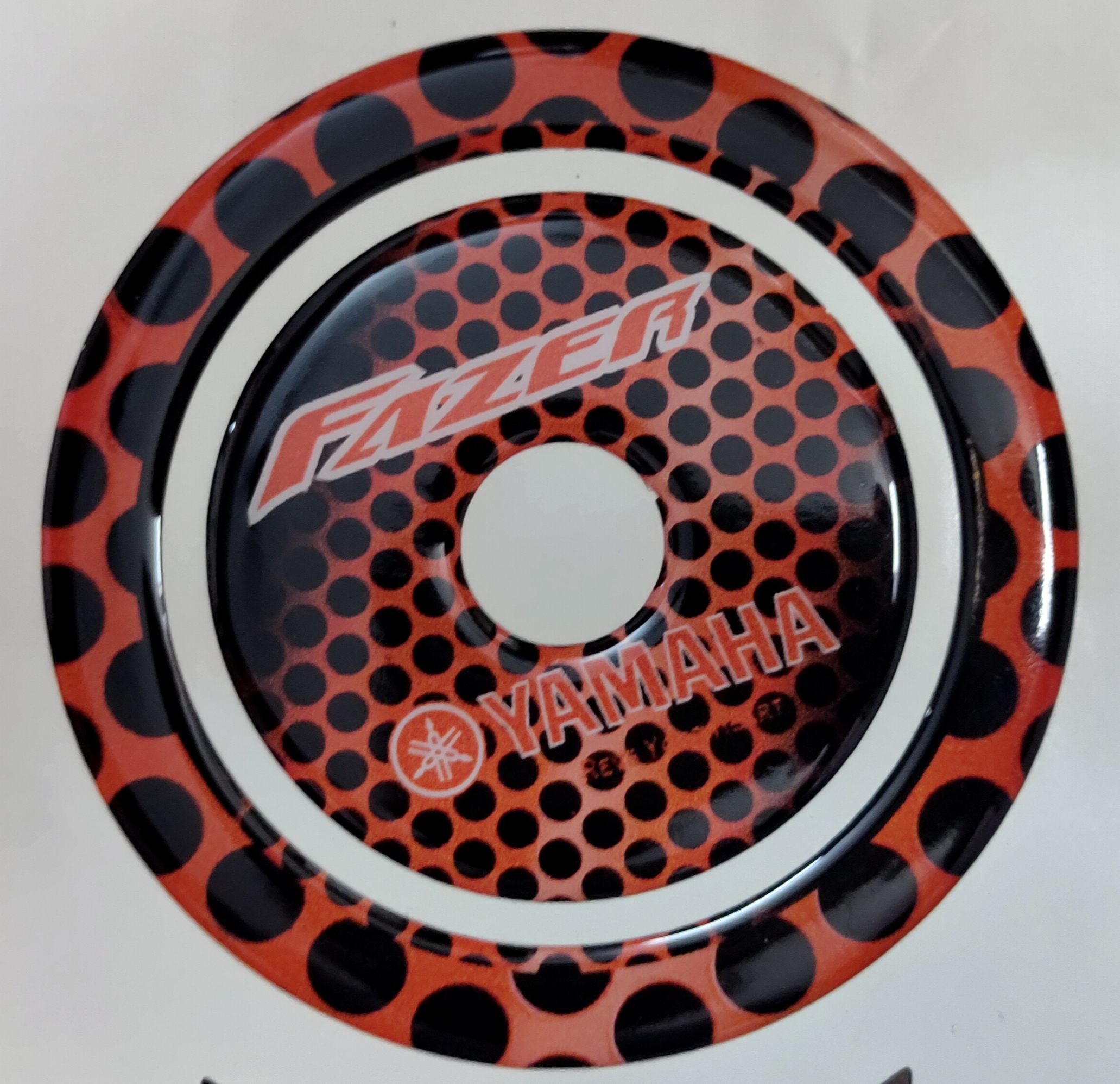 Waterproof & Scratchproof 3D like Tank Pad & Tank Cap Combo for Yamaha Fazer Half-Moon Style dot Design Red-Black