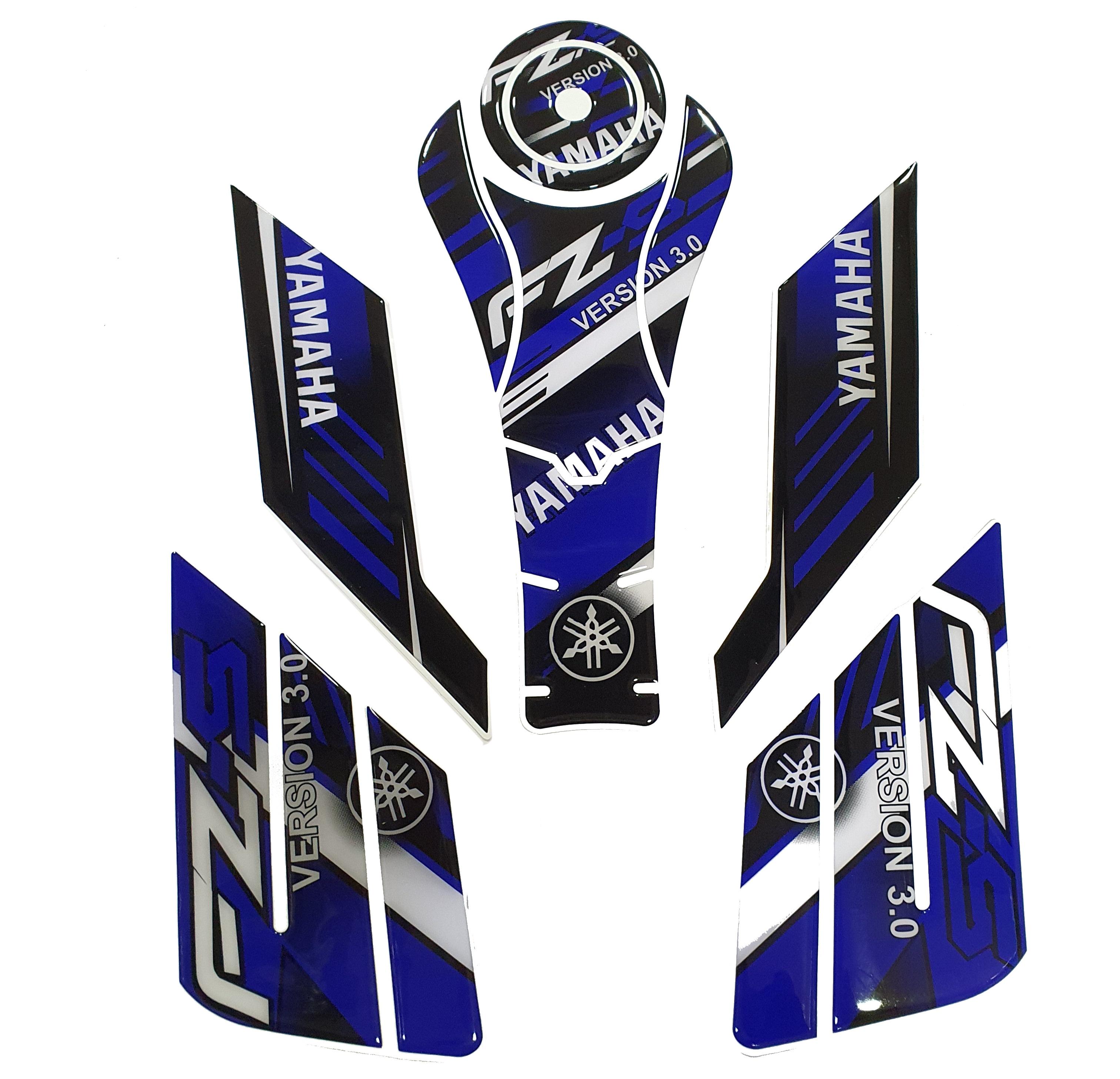 Yamaha FZ V3/ Fazer V3 Compatible Tank Pad combo with Knee Pad Blue-Black