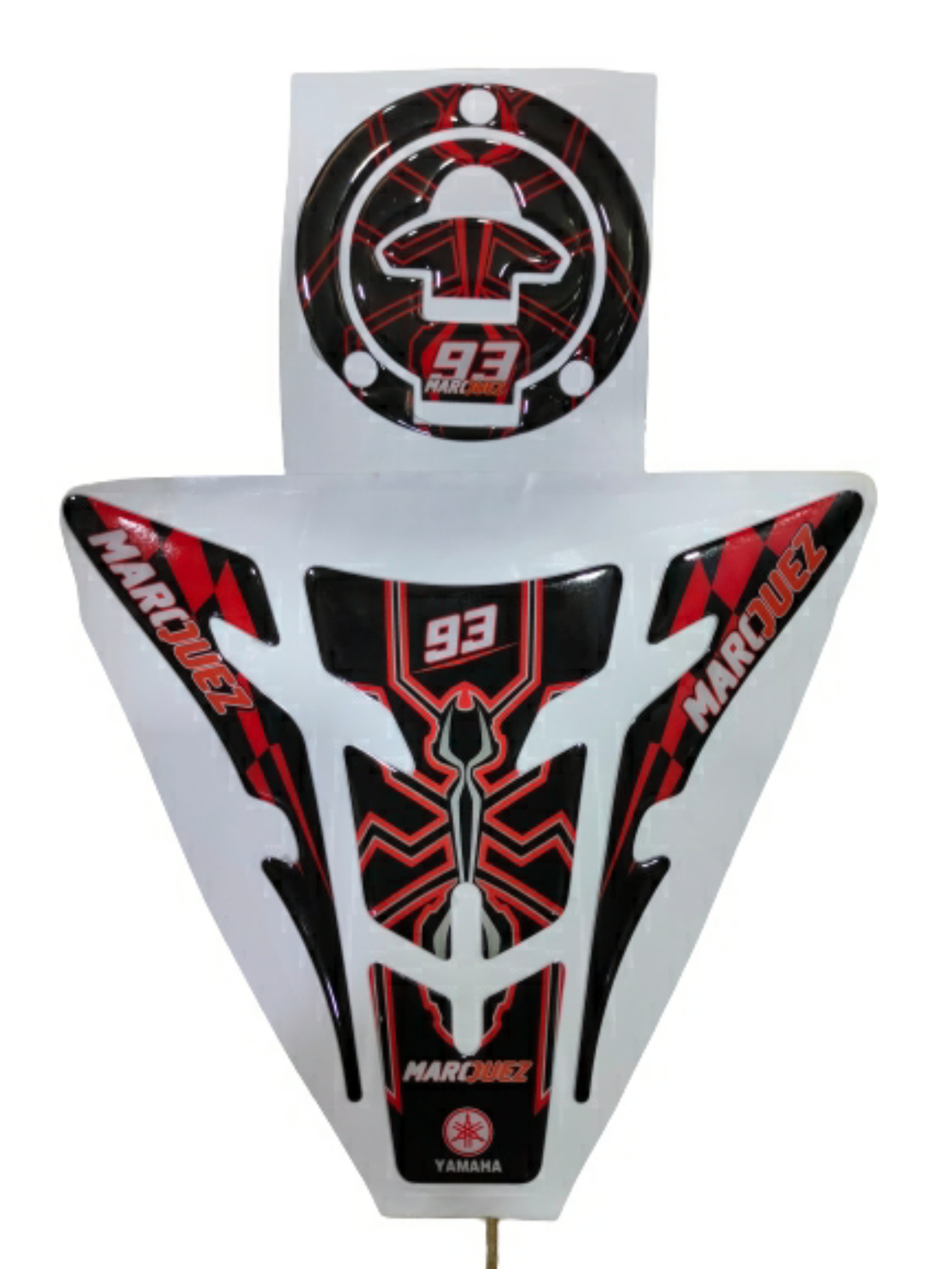 Yamaha R15 V3 Compatible 3D like Tank Pad Combo Marquez 93 Theme Red-Black