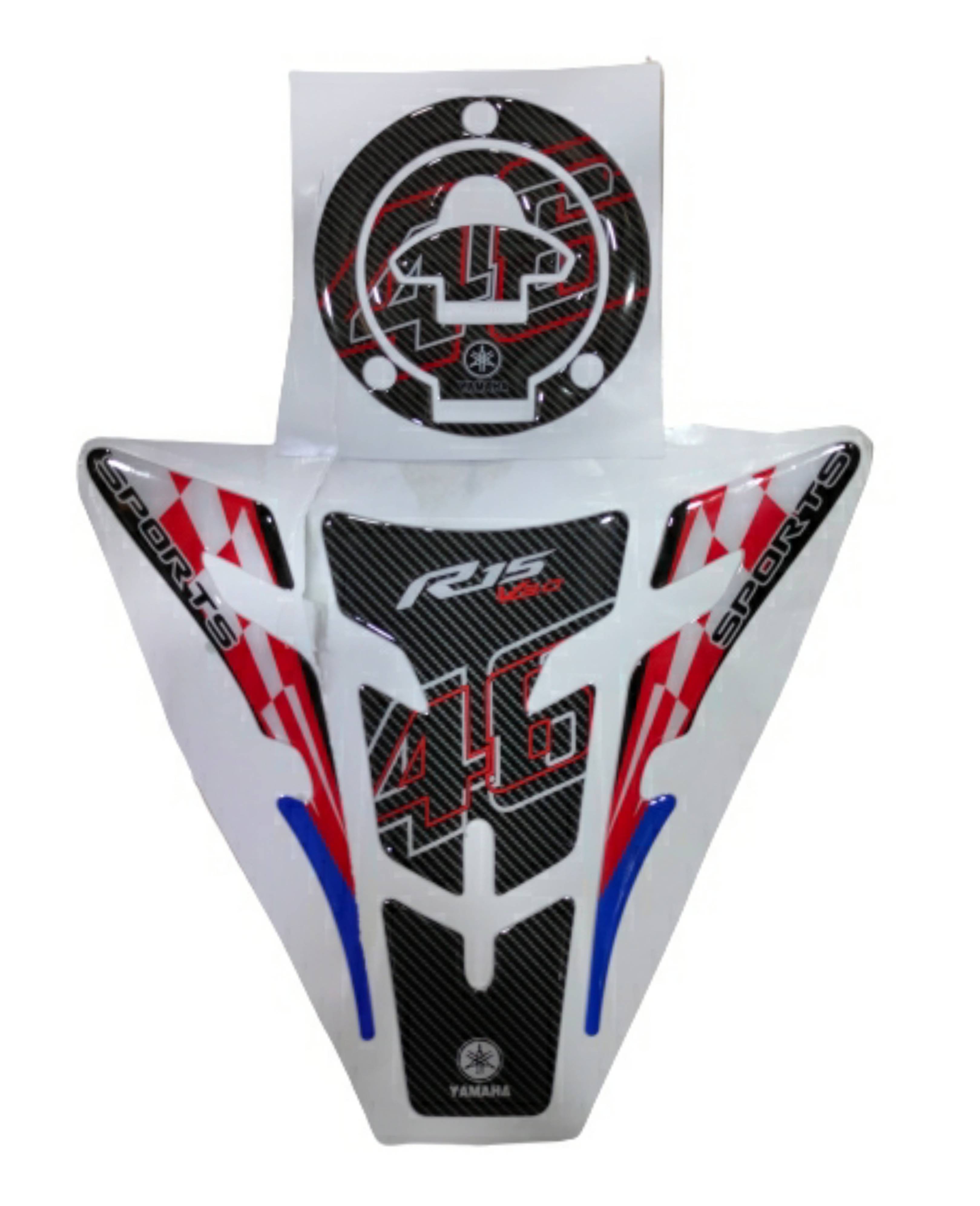 Yamaha R15 V3 Compatible 3D like Tank Pad Combo VR46 Theme Multicolour