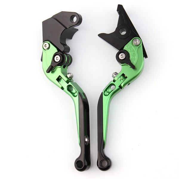 Kawasaki Z800 Long 6 Steps Adjustable, Foldable And Extendable Brake & Clutch Levers - Green