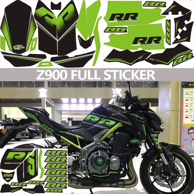Kawasaki Z900 Aftermarket 3M Full Sticker Set Metallic Green