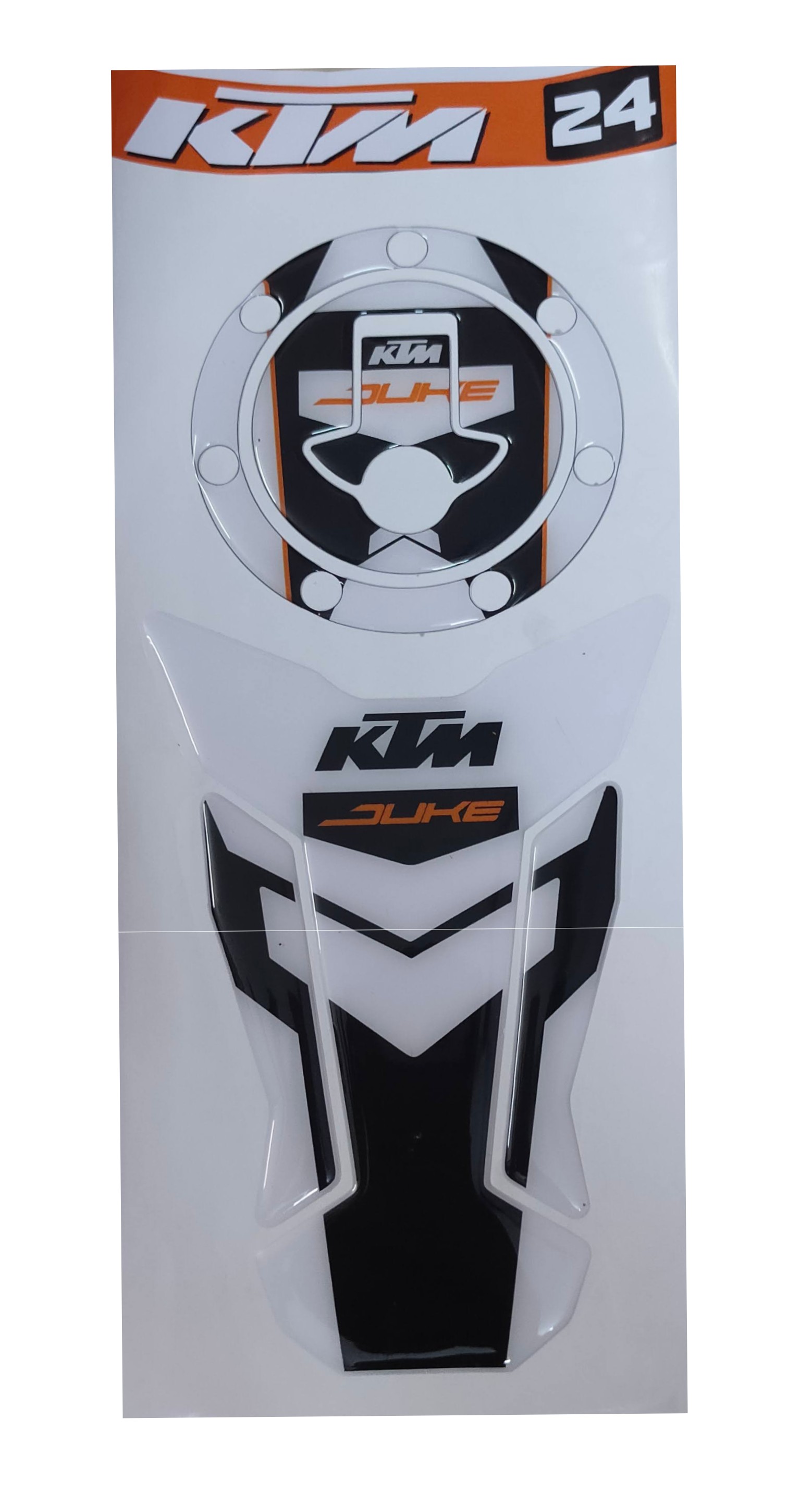 KTM Duke/ RC 125/ 200/ 250/ 390 All Years Tank Pad Combo Black-White