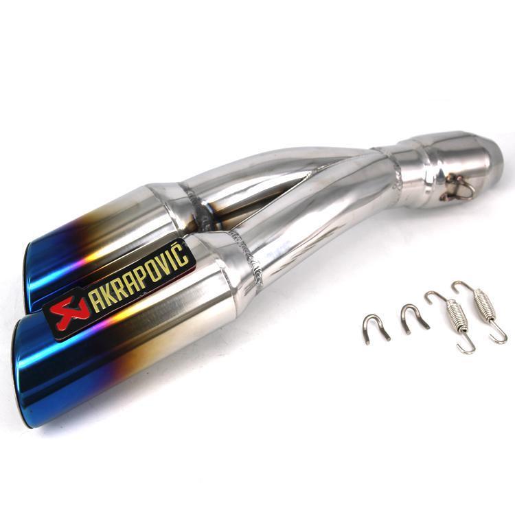 Short-Long Twin Barrel 51 MM Inlet Stainless Steel Universal Slip-On with DB Killer Short Size - Multi-Color