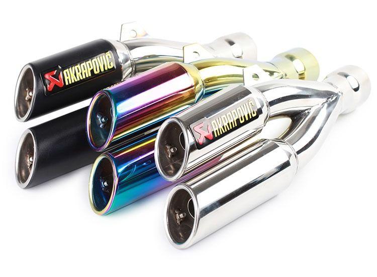 Short-Long Twin Barrel 51 MM Inlet Stainless Steel Universal Slip-On with DB Killer Short Size
