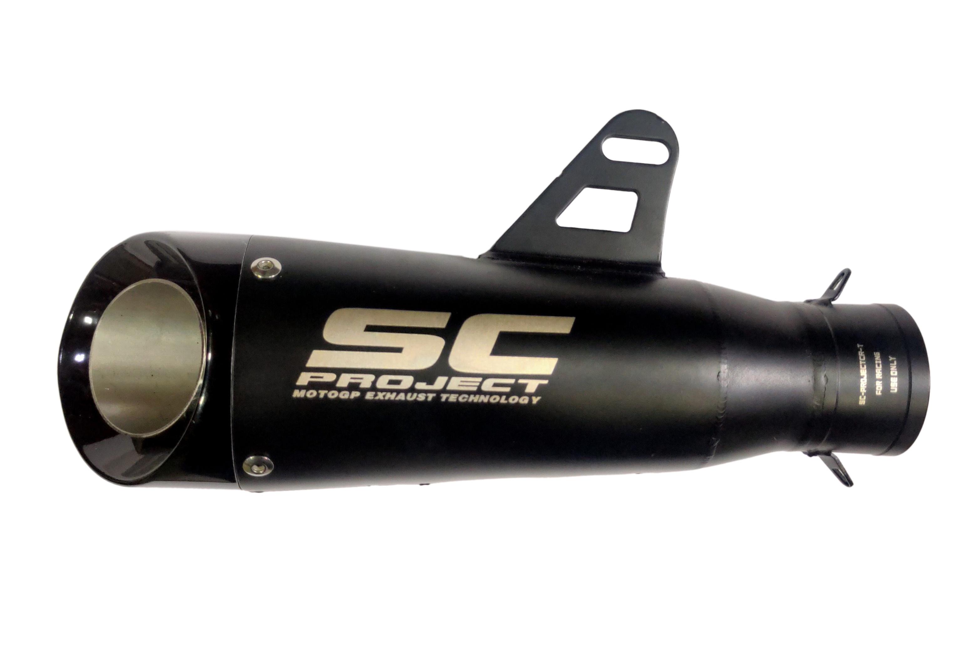 Side Cross Cut Tip 51 MM Stainless Steel Cone style Universal Slip-On Without DB Killer Short Size - Black