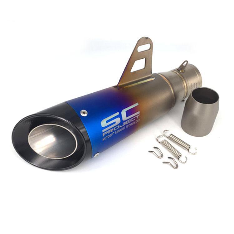 Side Cross Cut Tip 51 MM Stainless Steel Cone style Universal Slip-On Without DB Killer Short Size - Multi-Color