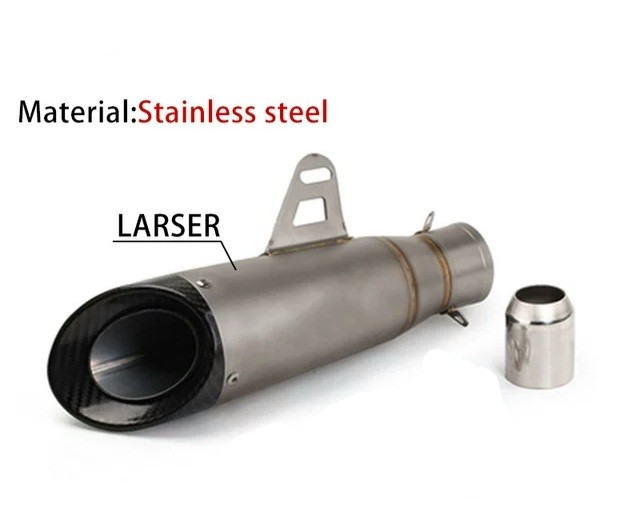 Side Cross Cut Tip 51 MM Stainless Steel Cone style Universal Slip-On Without DB Killer Short Size - Silver