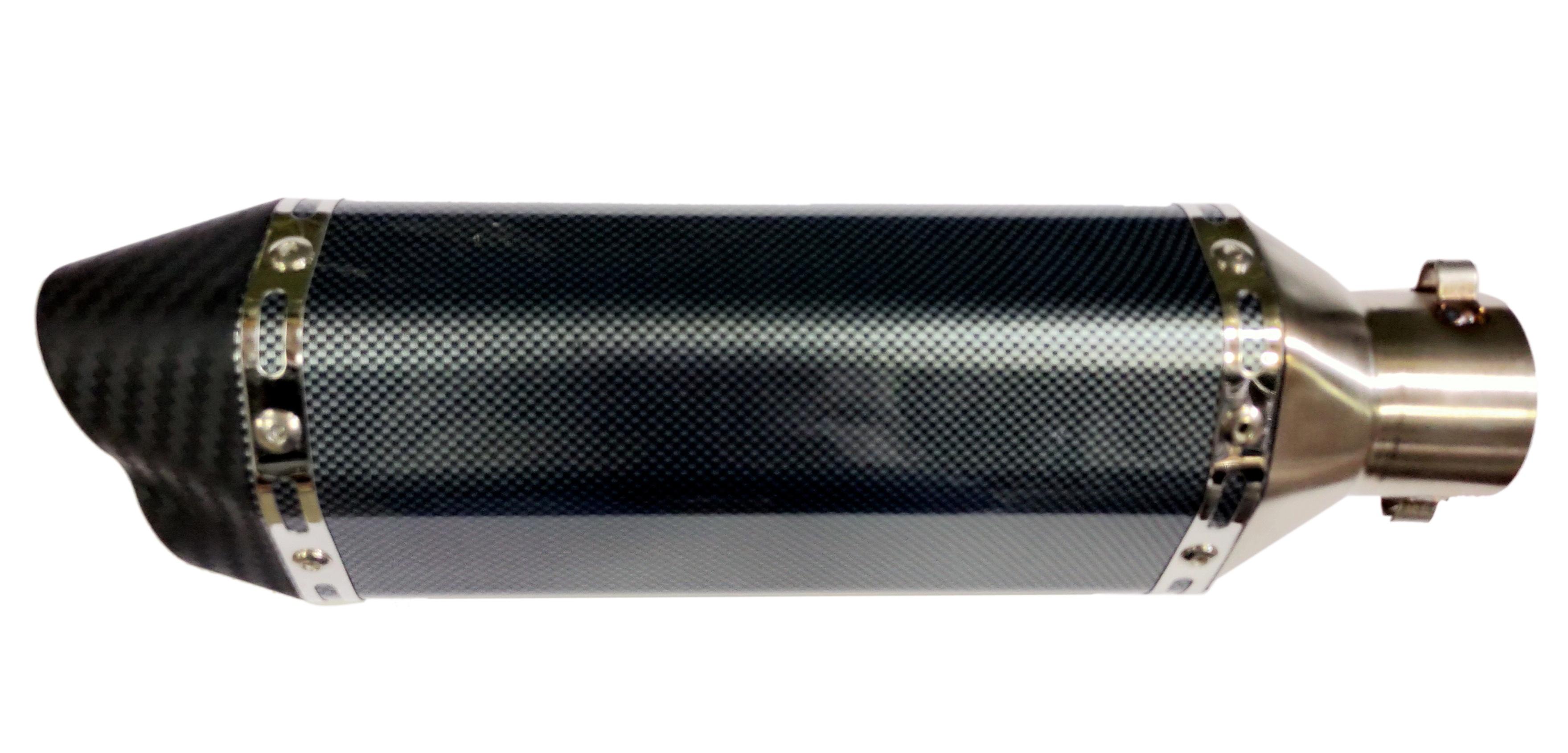 Twin outlet 51 MM Inlet Universal Slip-On with With Carbon Fibre Tip suitable for Motorcycle upto 300cc Mid size - Carbon Fibre