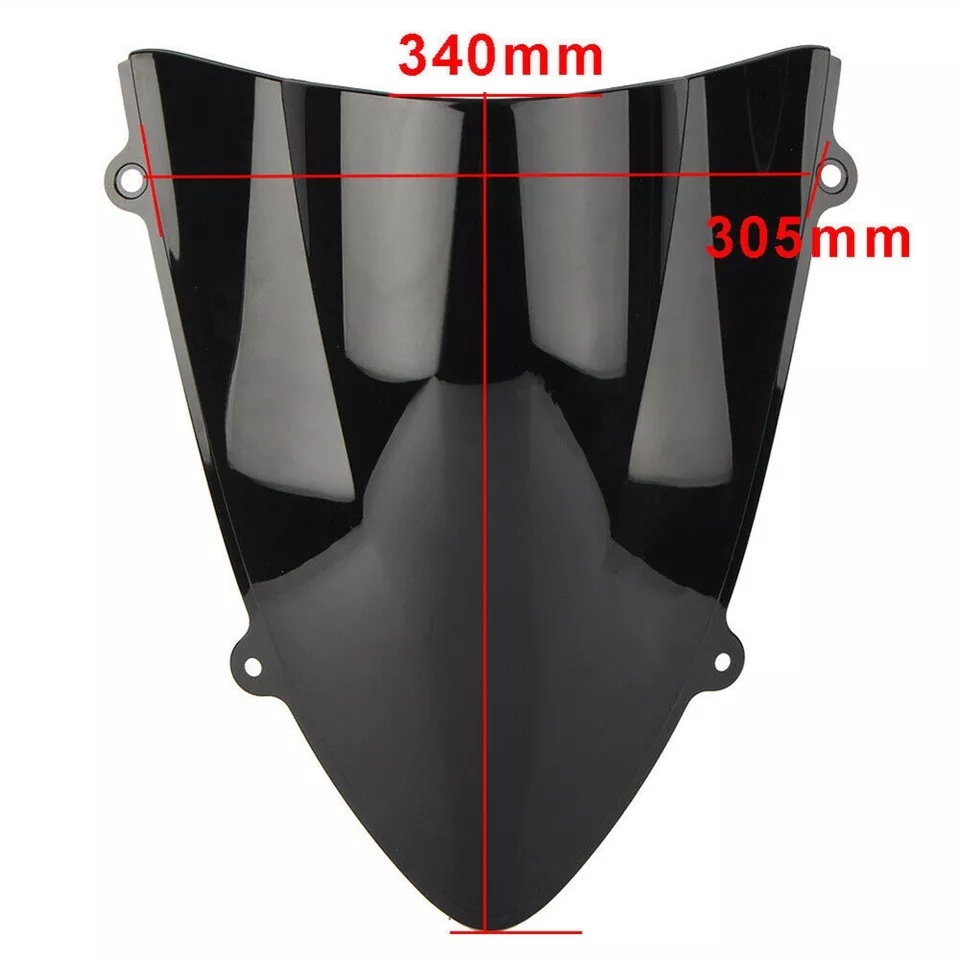 Unbreakeable Double bubble Windshield Suitable for Kawasaki Ninja 250r 2008-2012 - Black