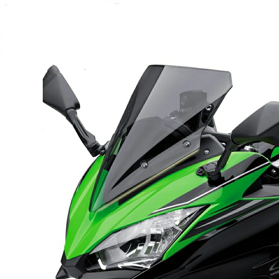 Unbreakeable Double bubble Windshield Suitable for Kawasaki Ninja 650 2017 Onwards - Black