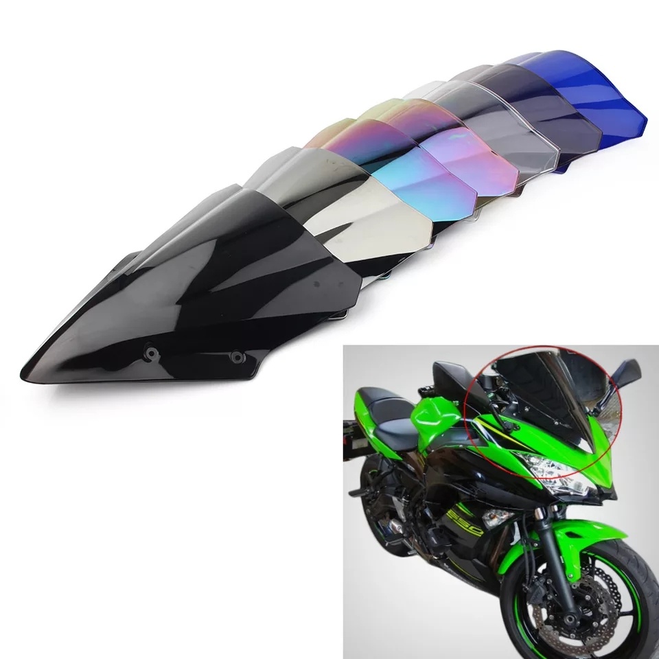 Unbreakeable Double bubble Windshield Suitable for Kawasaki Ninja 650 2017 Onwards