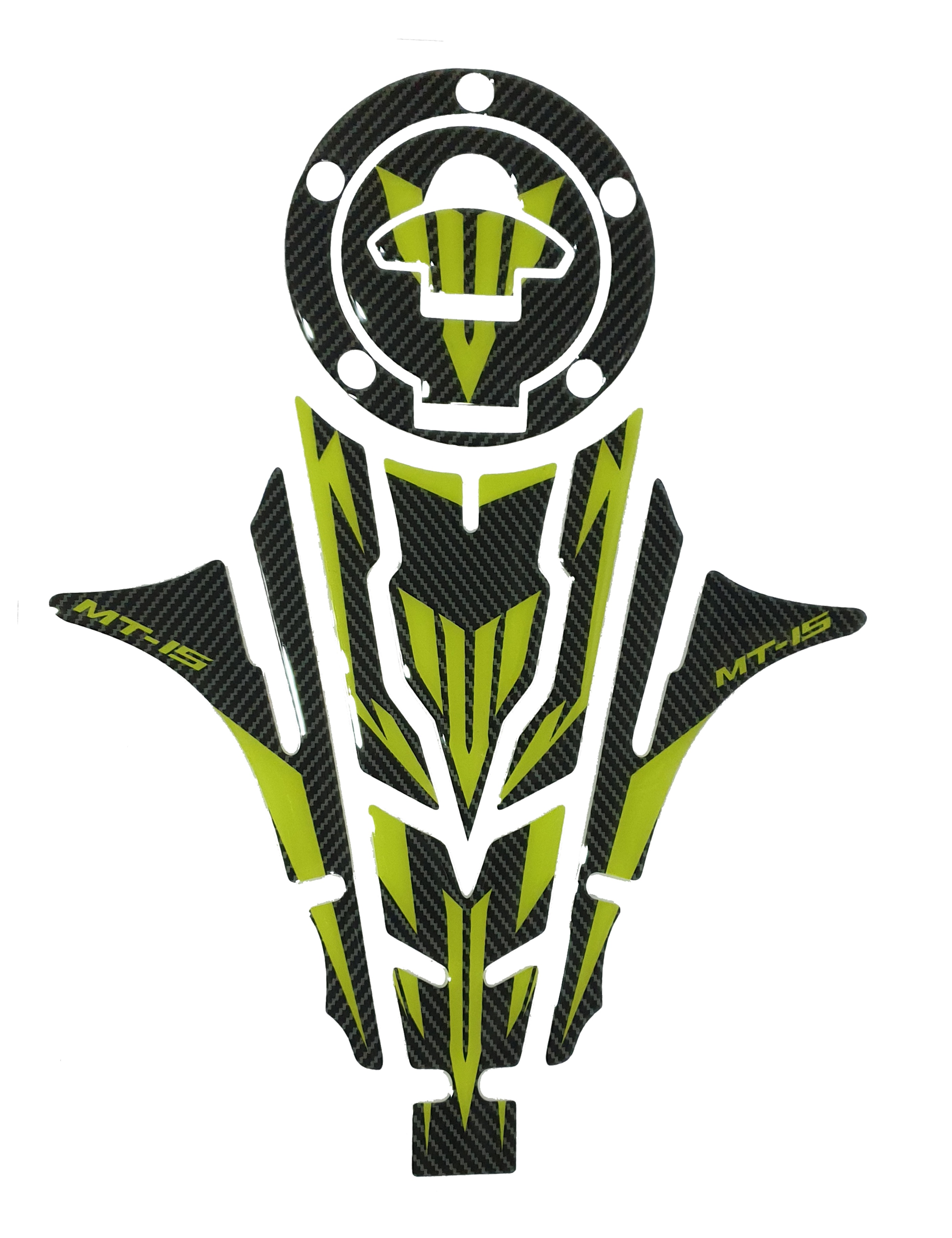 Yamaha MT-15 Tank Pad Combo Carbon Fibre Green