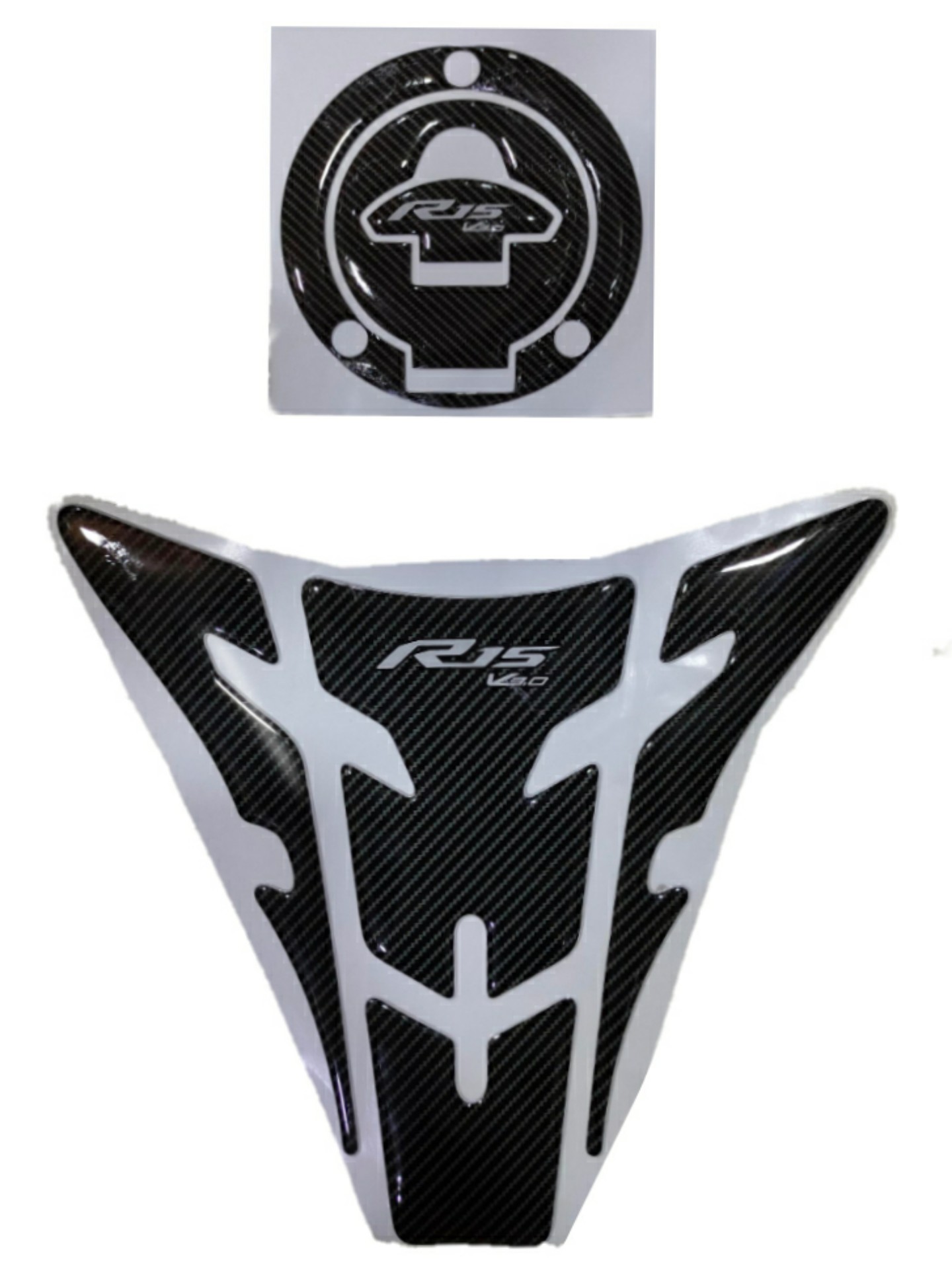 Yamaha R15 V3 Compatible 3D like Tank Pad Combo Black