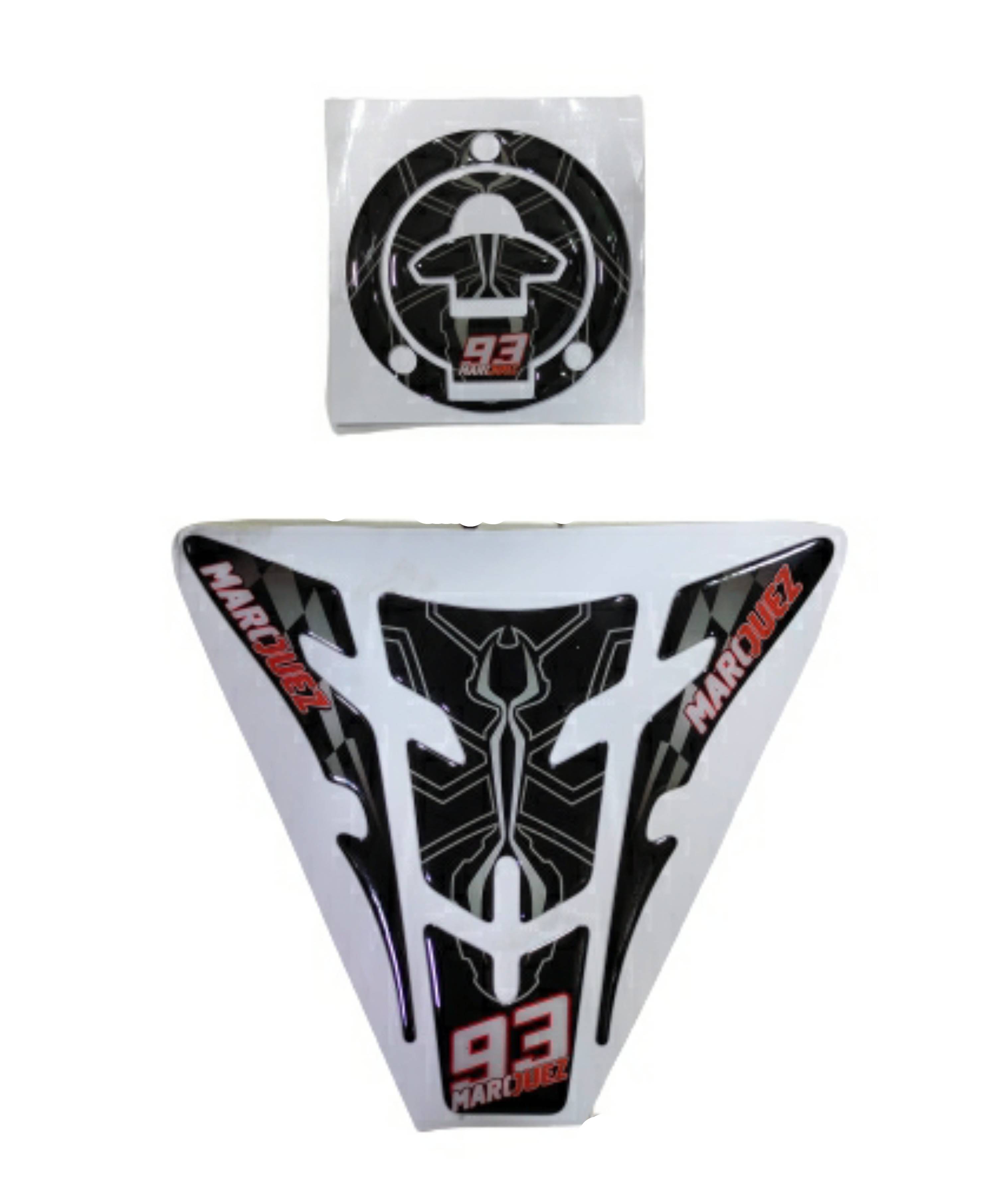 Yamaha R15 V3 Compatible 3D like Tank Pad Combo Marquez 93 Theme Black