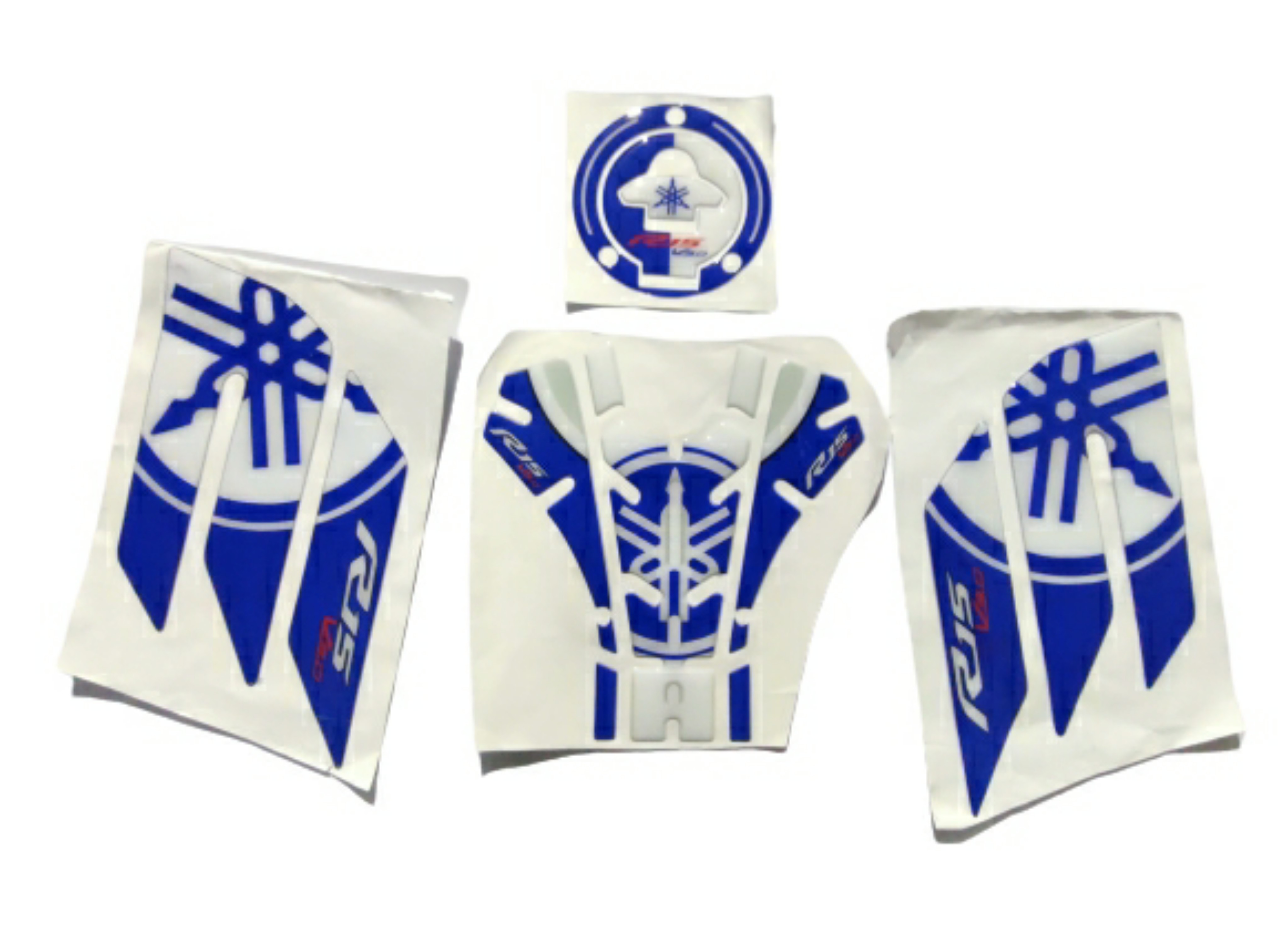 Yamaha R15 V3 Compatible 3D like Tank Pad Combo With Knee Pad Blue-White
