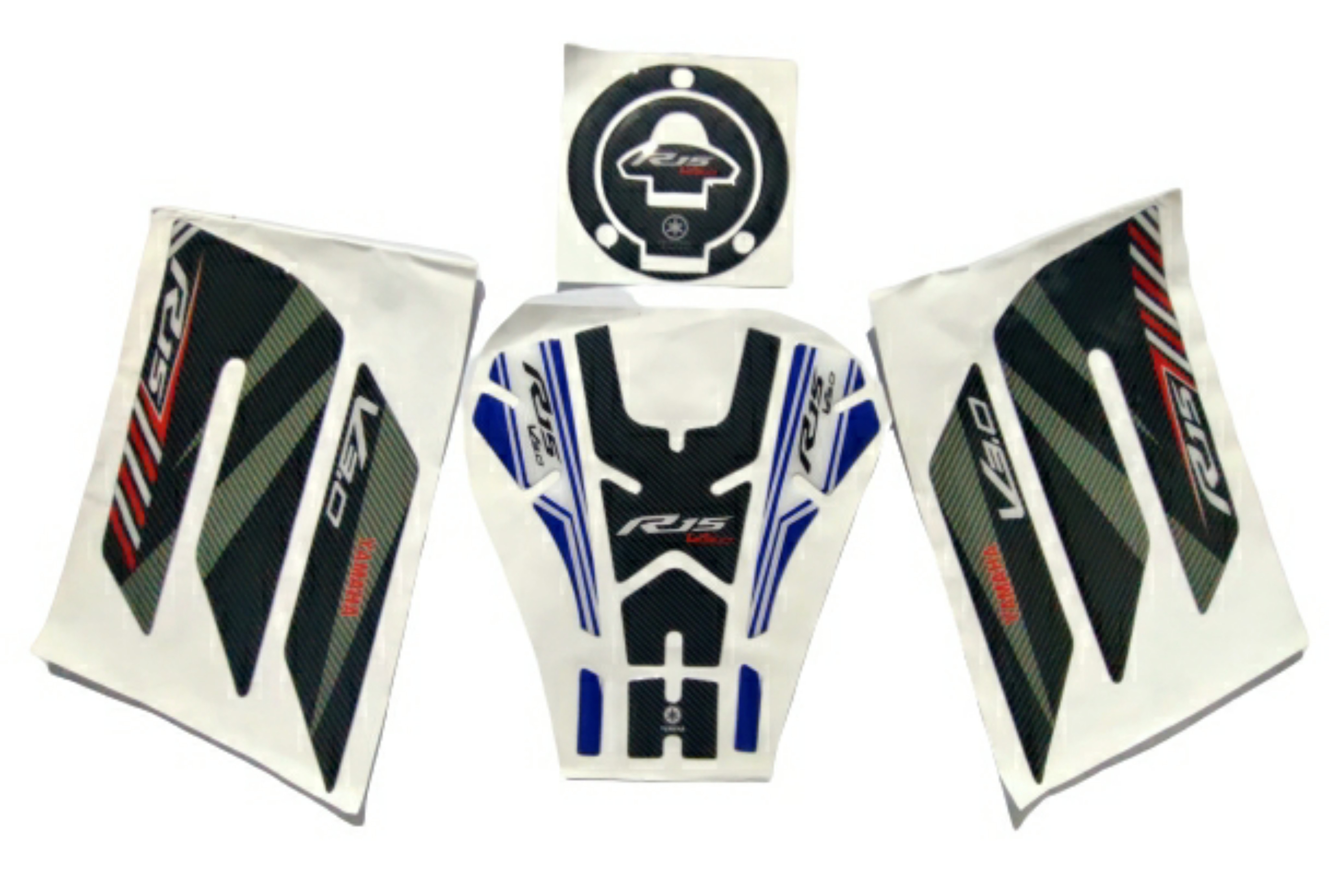 Yamaha R15 V3 Compatible 3D like Tank Pad Combo With Knee Pad Multicolour