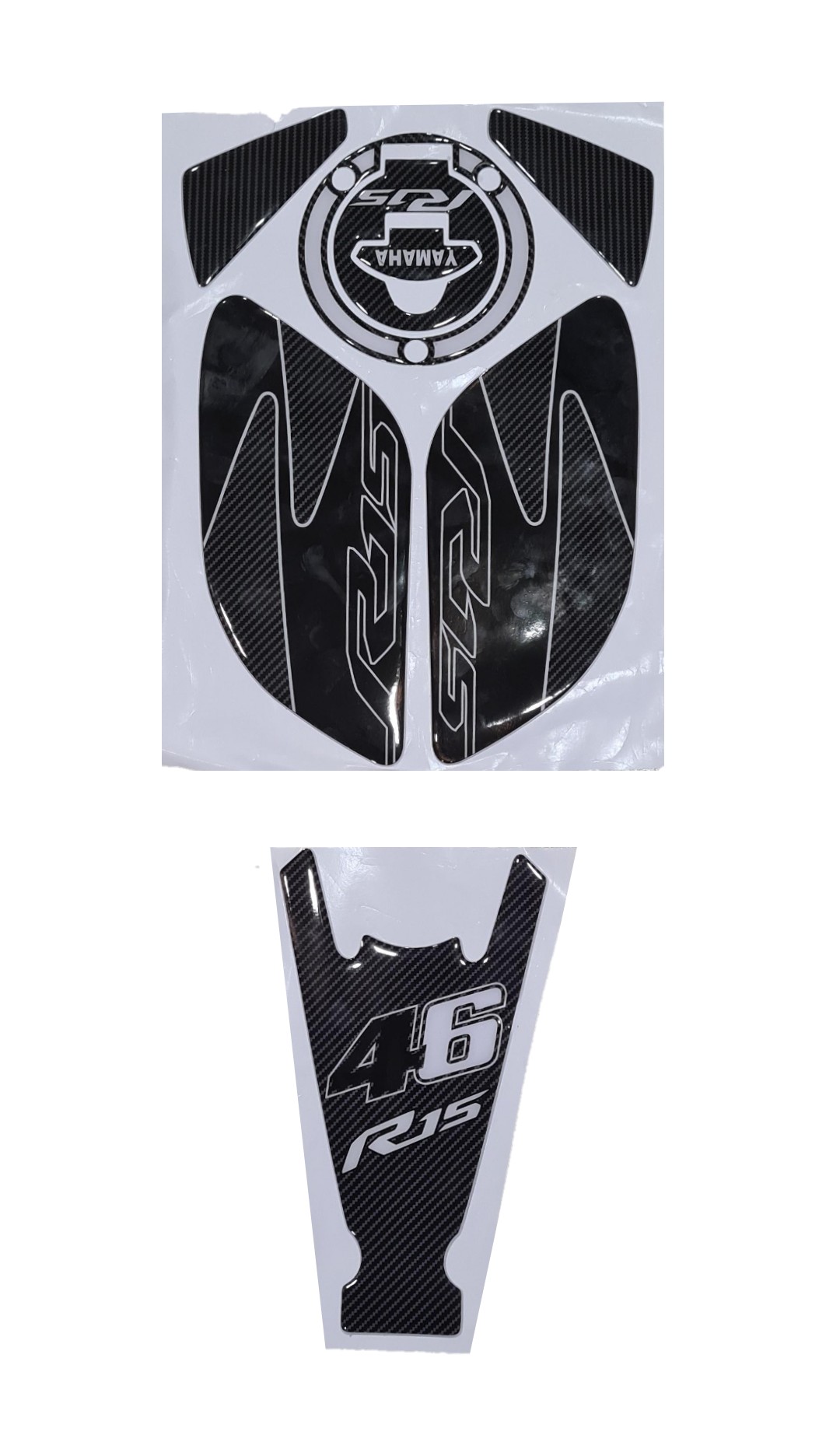 Yamaha R15 V3 Compatible Bat Style Tank Pad Combo With Knee Pad  46 Theme Carbon Fibre